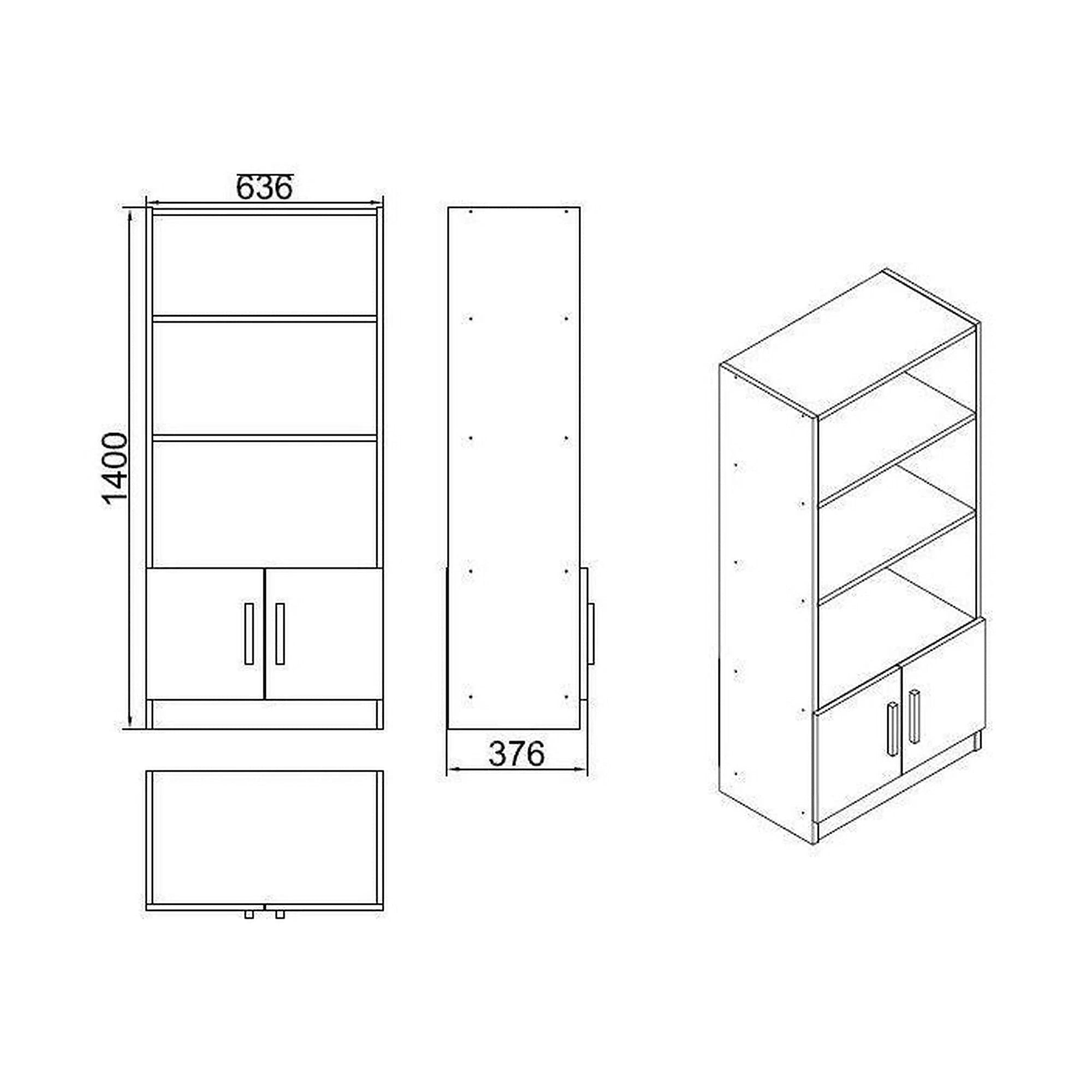 Biblioteca 956LCS1401, nuc/gri, PAL melaminat, 64x38x140 cm