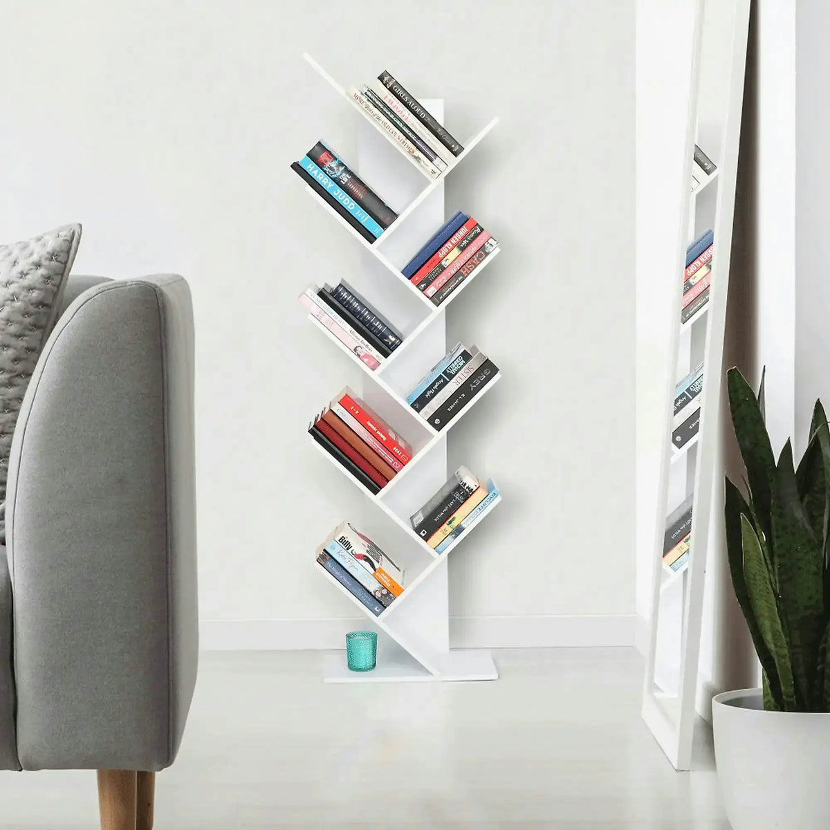 Biblioteca BAKI NEW TYP 1, alb, DTD laminat, 43x20x144 cm