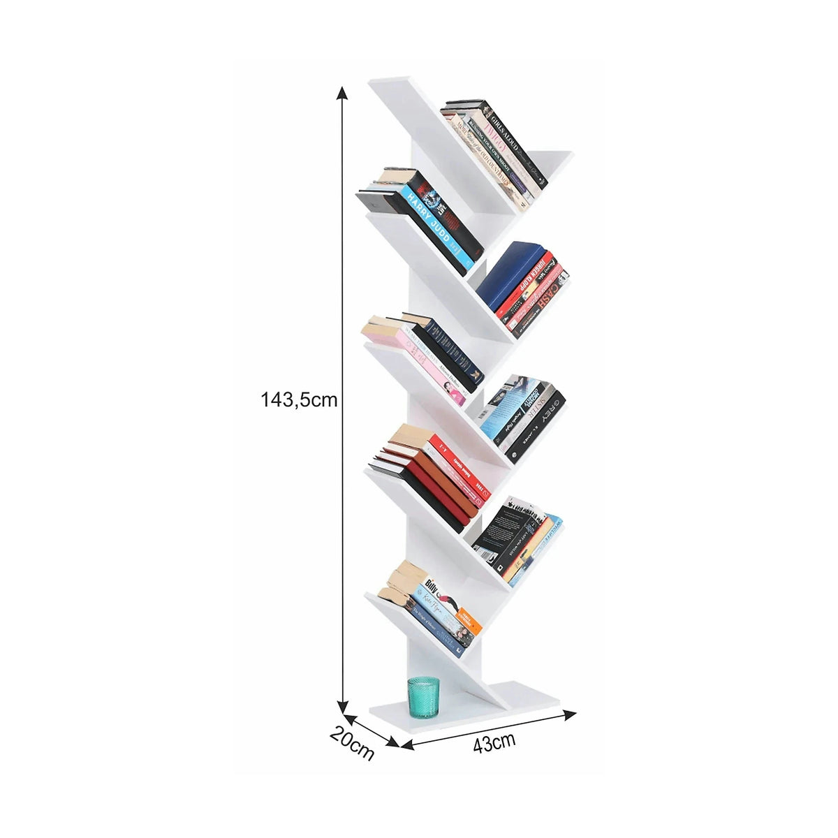 Biblioteca BAKI NEW TYP 1, alb, DTD laminat, 43x20x144 cm