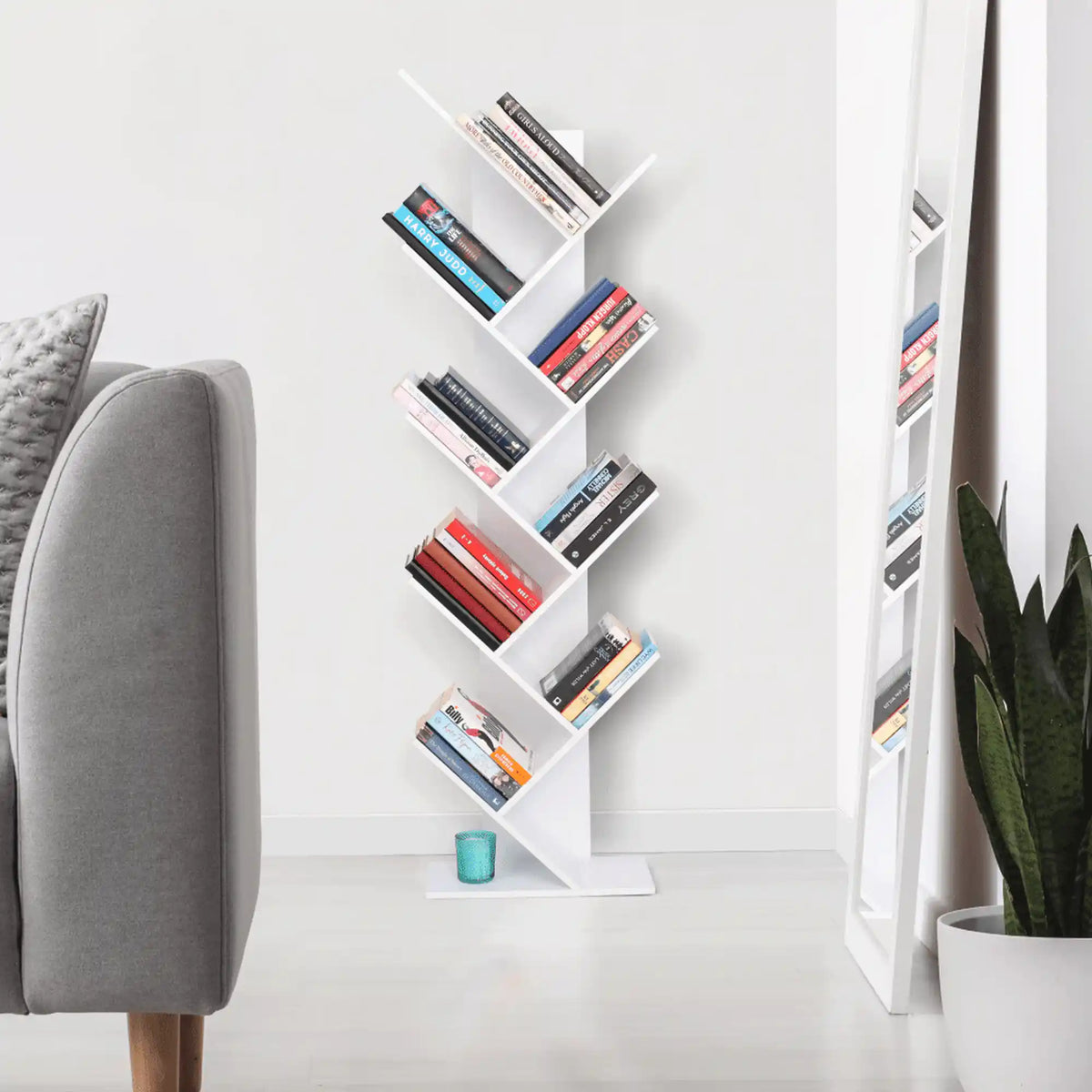 Biblioteca BAKI NEW TYP 1, alb, DTD laminat, 43x20x144 cm