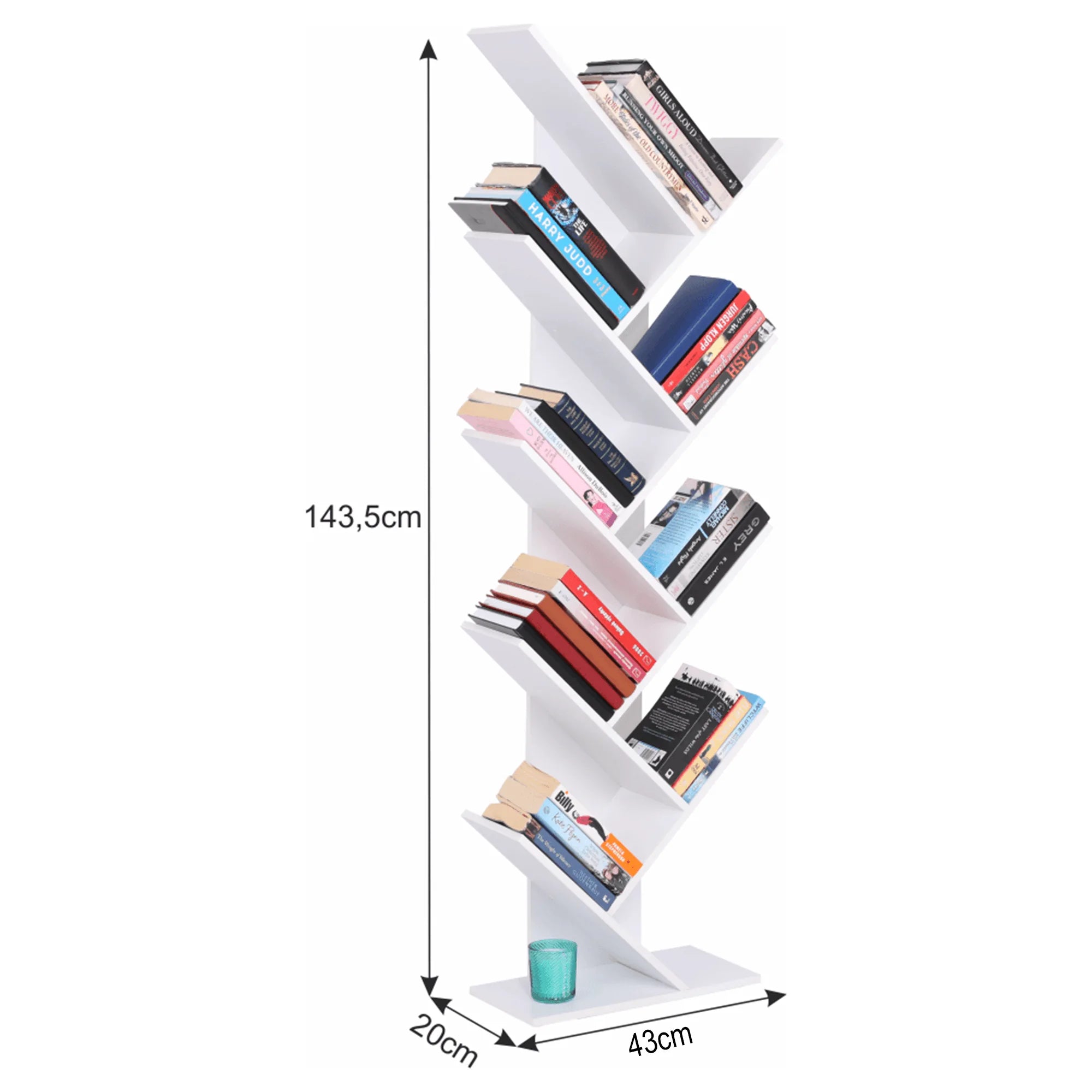 Biblioteca BAKI NEW TYP 1, alb, DTD laminat, 43x20x144 cm