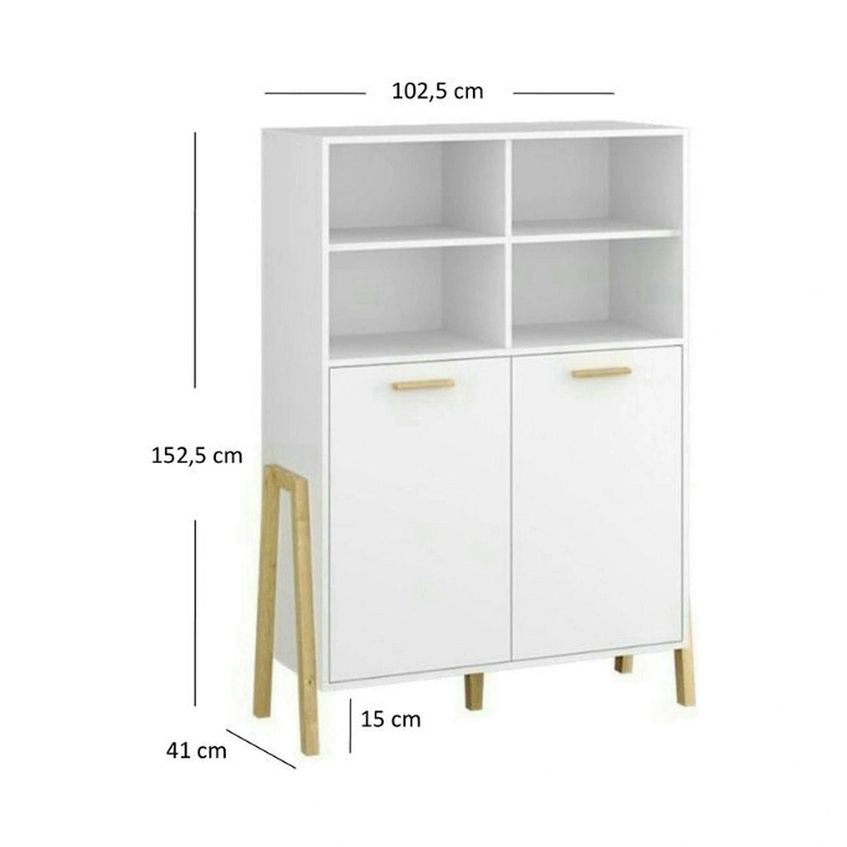 Biblioteca BELLE, alb, PAL laminat, 103x41x153 cm