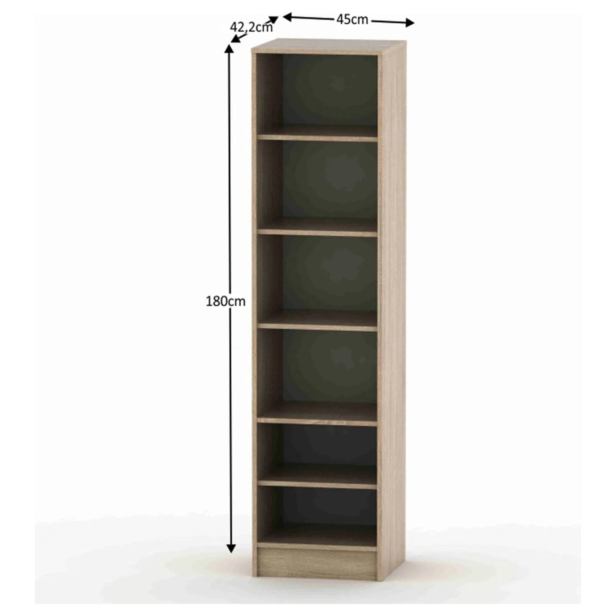Biblioteca BETTY 4, stejar sonoma, DTD laminat, 45x42x180 cm