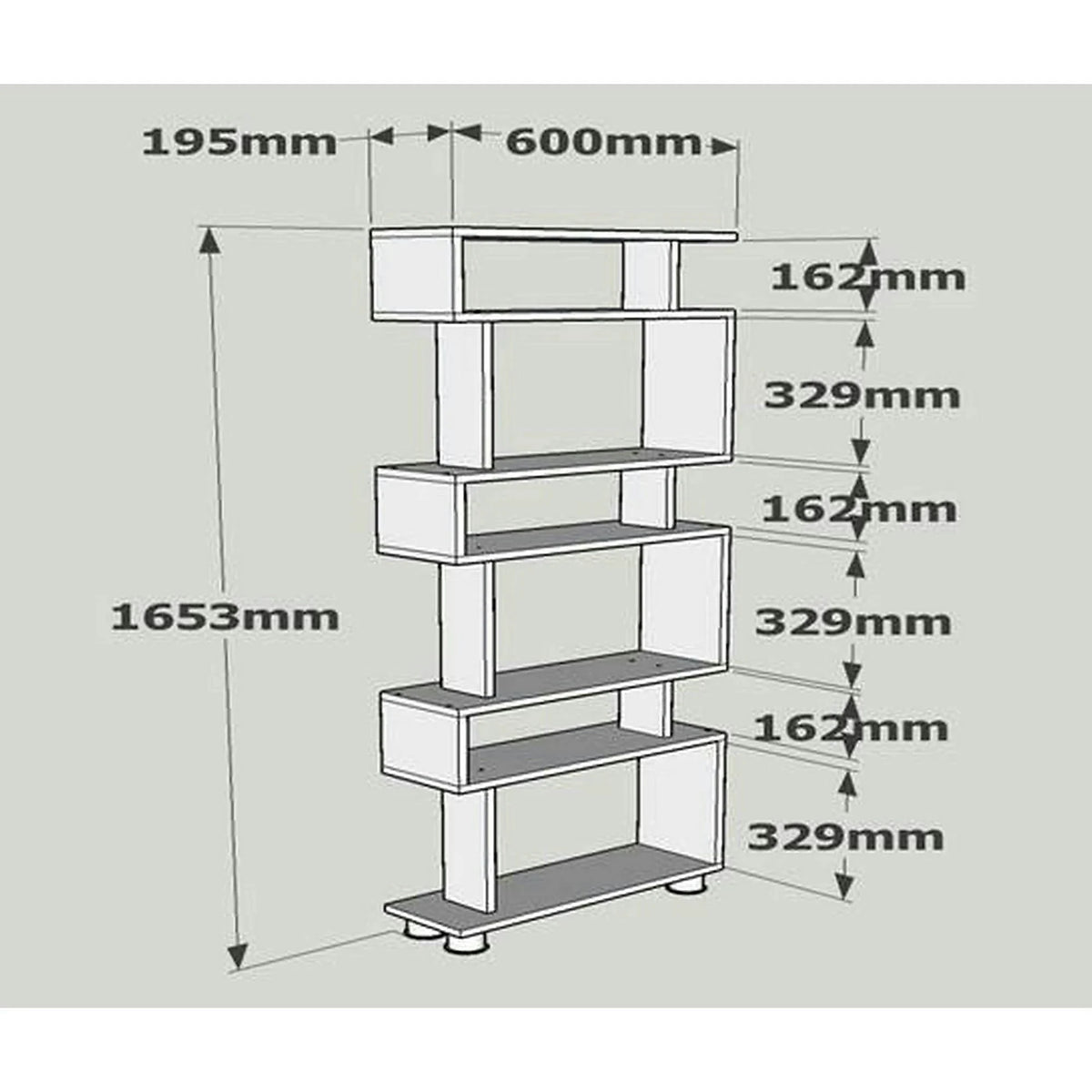 Biblioteca BLOK, alb, PAL melaminat, 60x20x165 cm