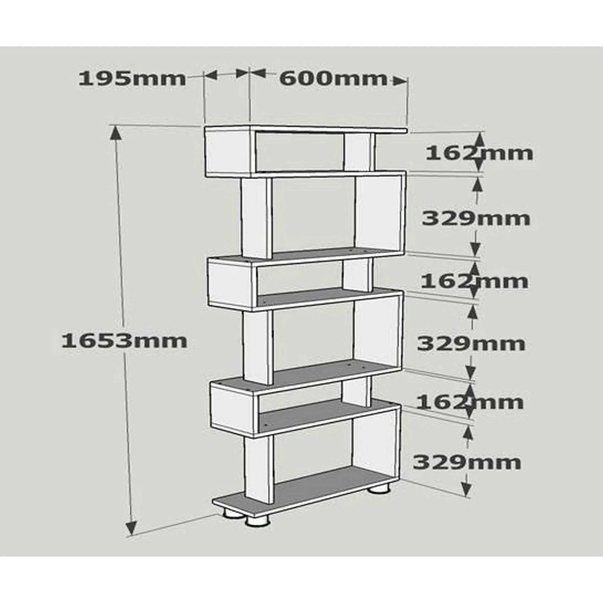 Biblioteca BLOK, alb, PAL melaminat, 60x20x165 cm