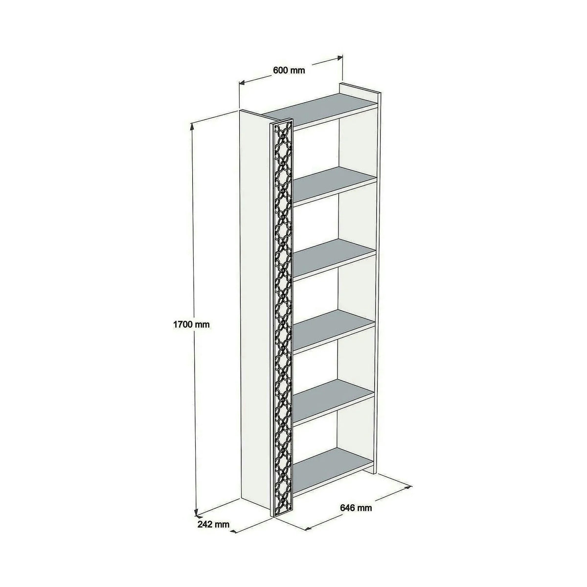 Biblioteca CITY, alun/albastru, PAL melaminat, 65x24x170 cm