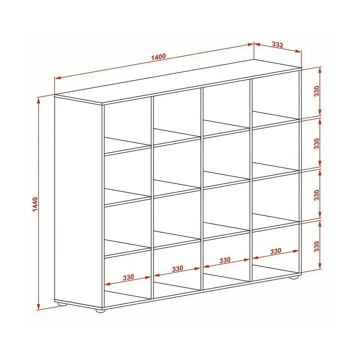 Biblioteca COBOTO 16, alb, PAL laminat, 139x33x144 cm