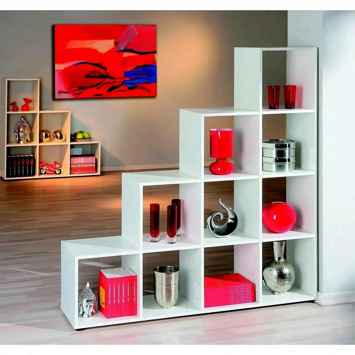 Biblioteca COBOTO, alb, PAL laminat, 139x33x144 cm