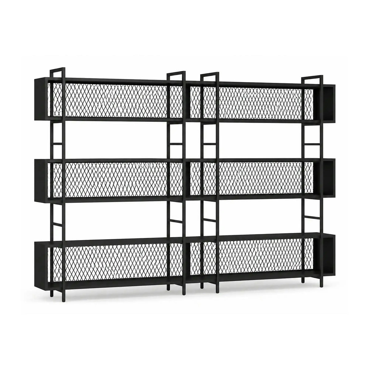 Biblioteca de birou 285LCV1180, negru, PAL melaminat/metal, 280x34x180 cm
