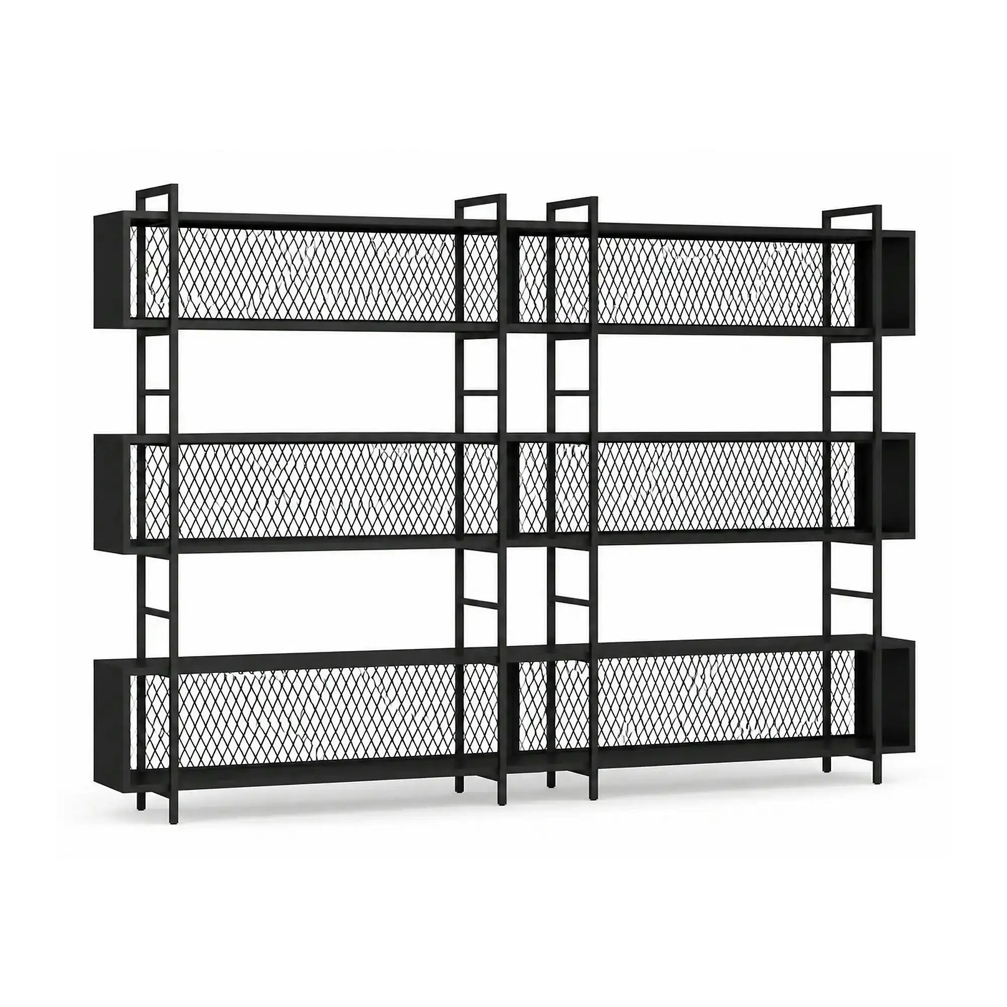 Biblioteca de birou 285LCV1180, negru, PAL melaminat/metal, 280x34x180 cm