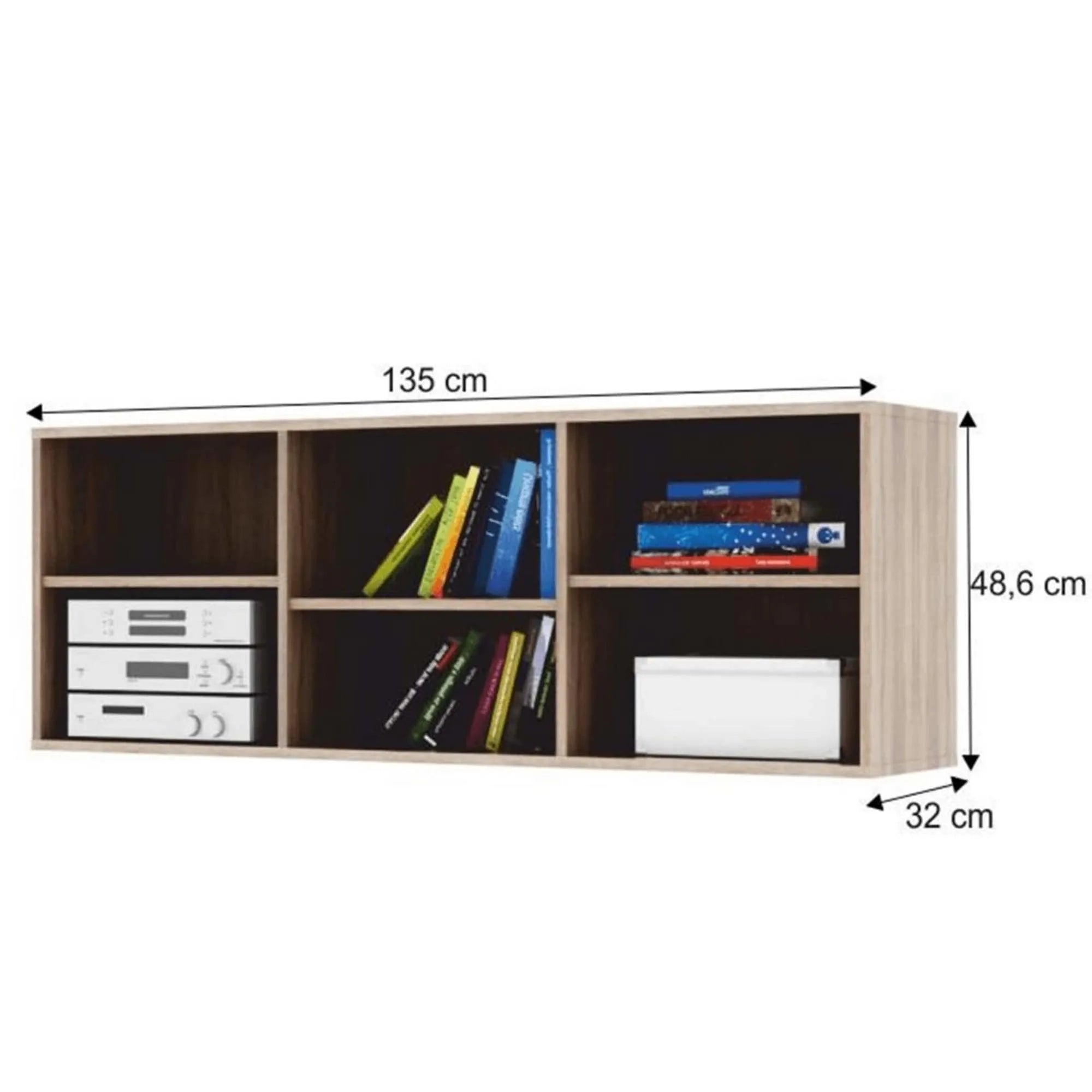 Biblioteca DUNAJ TIPUL12, stejar sonoma, PAL melaminat, 135x32x49 cm