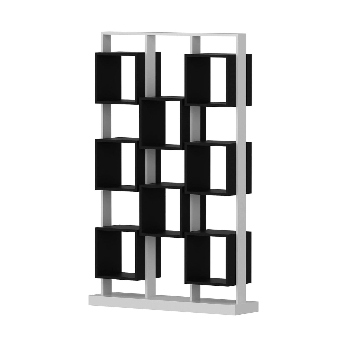Biblioteca EDGE, alb/negru, PAL melaminat, 120x30x188 cm