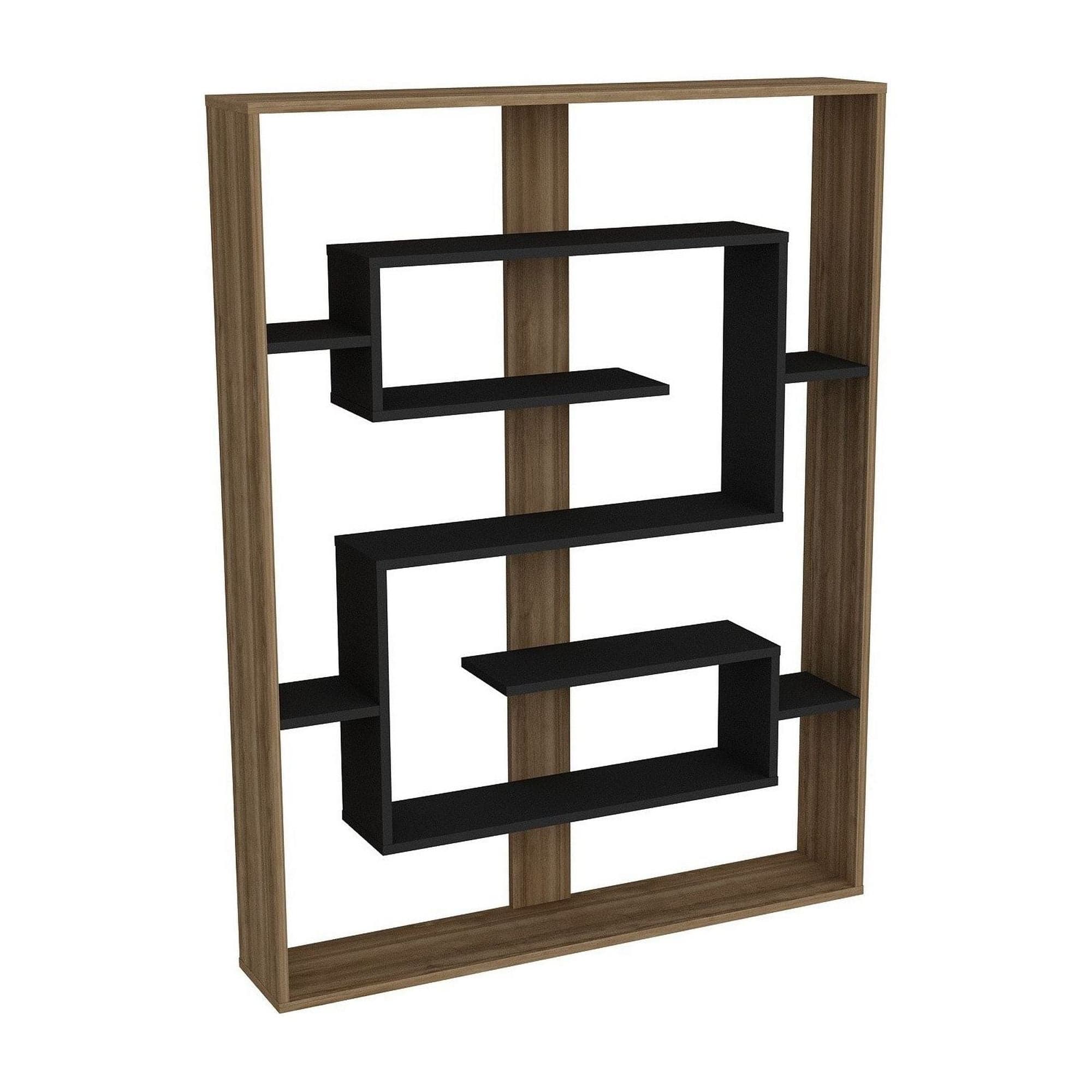 Biblioteca ESTEBAN, nuc/negru, PAL melaminat, 120x22x156 cm