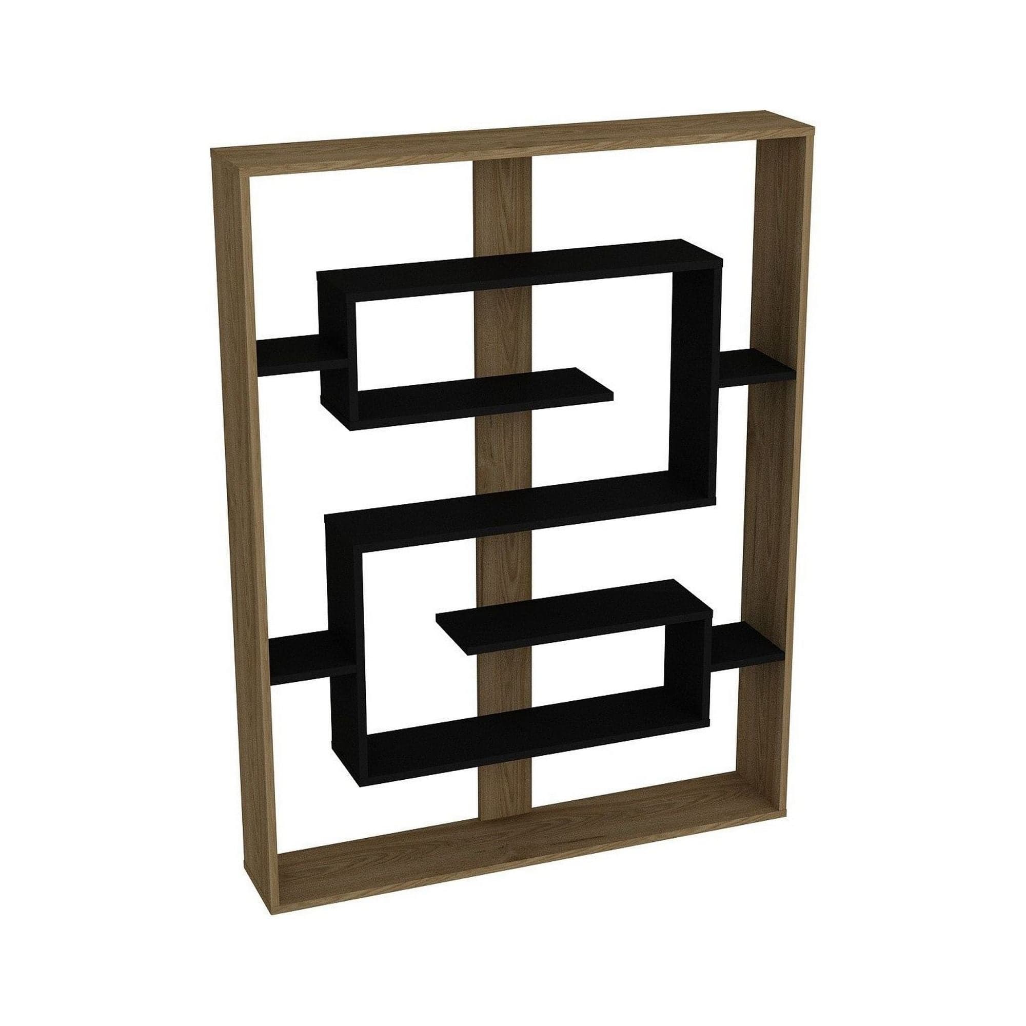 Biblioteca ESTEBAN, stejar/negru, PAL melaminat, 120x22x156 cm