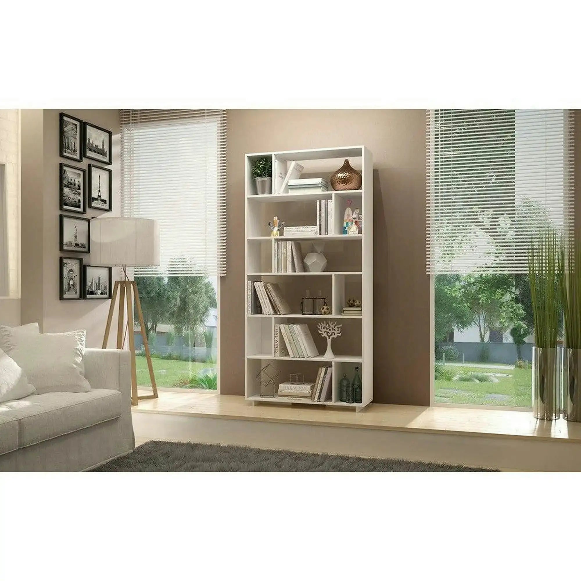 Biblioteca FORM, alb, PAL melaminat, 90x20X189 cm