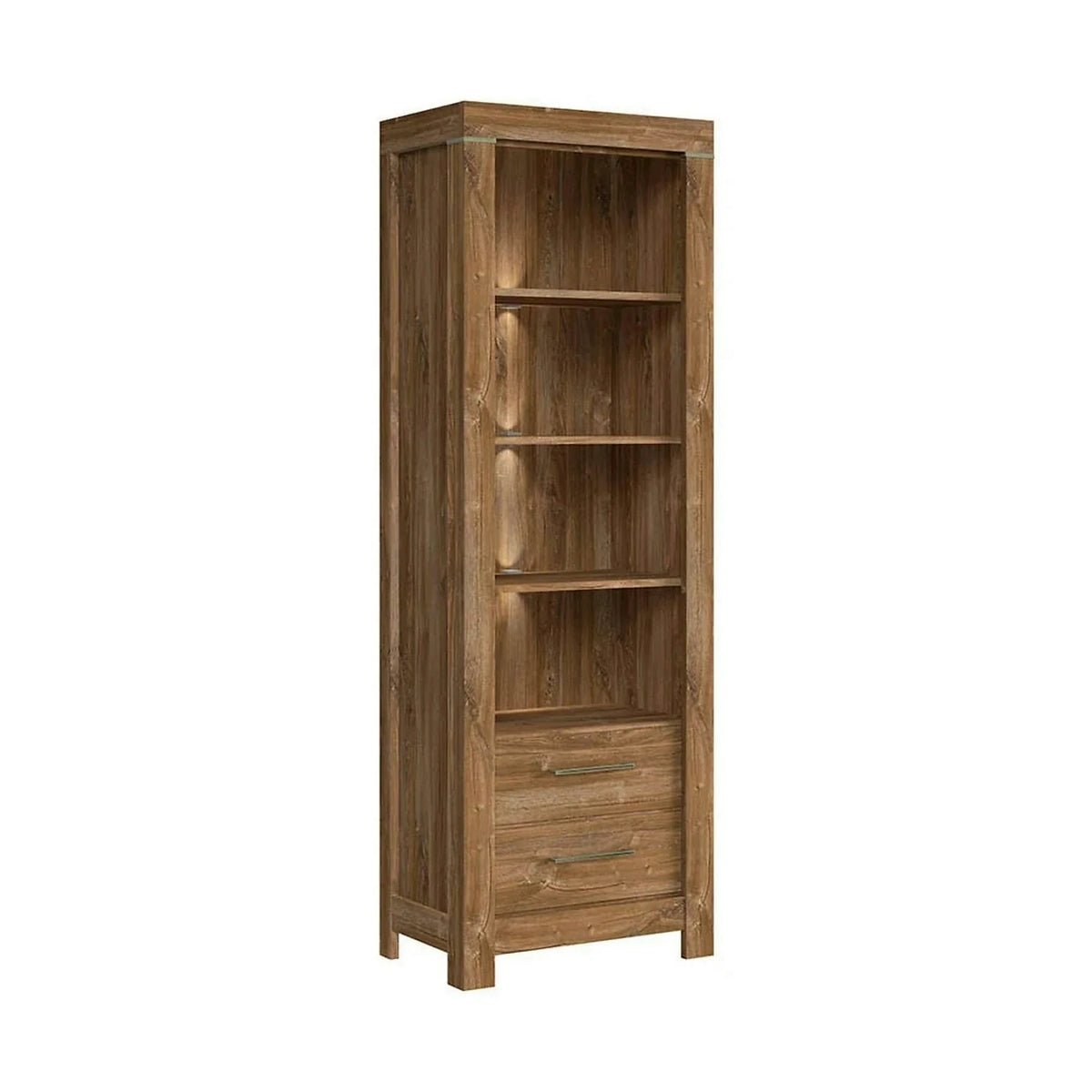 Biblioteca GENT, stejar, PAL, cu iluminare LED, 68x42x201 cm