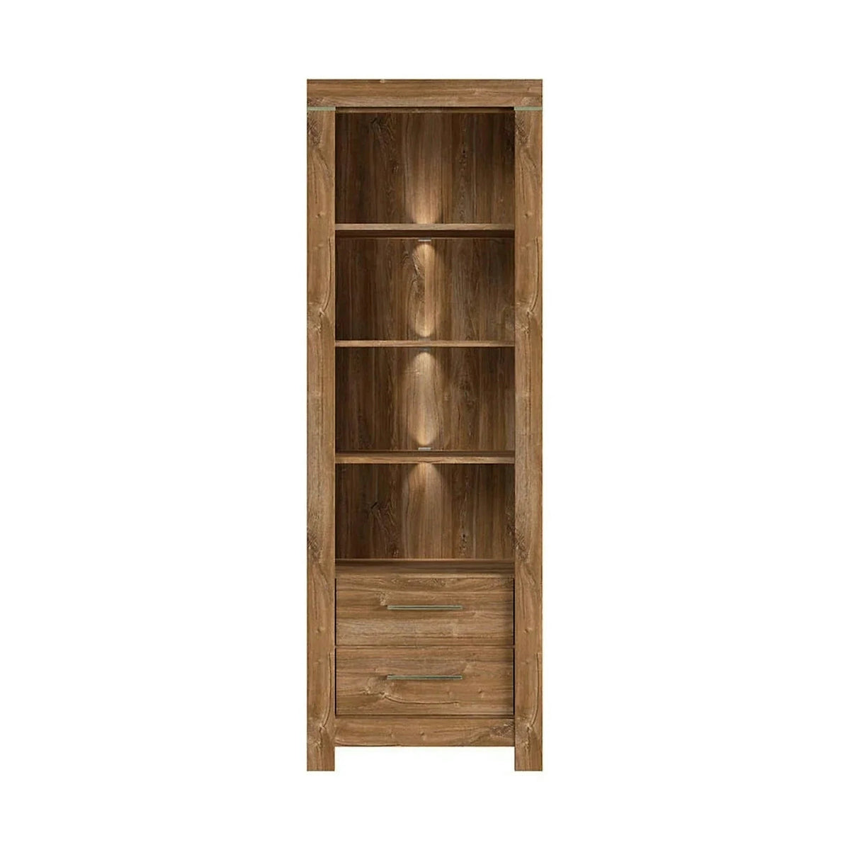 Biblioteca GENT, stejar, PAL, cu iluminare LED, 68x42x201 cm