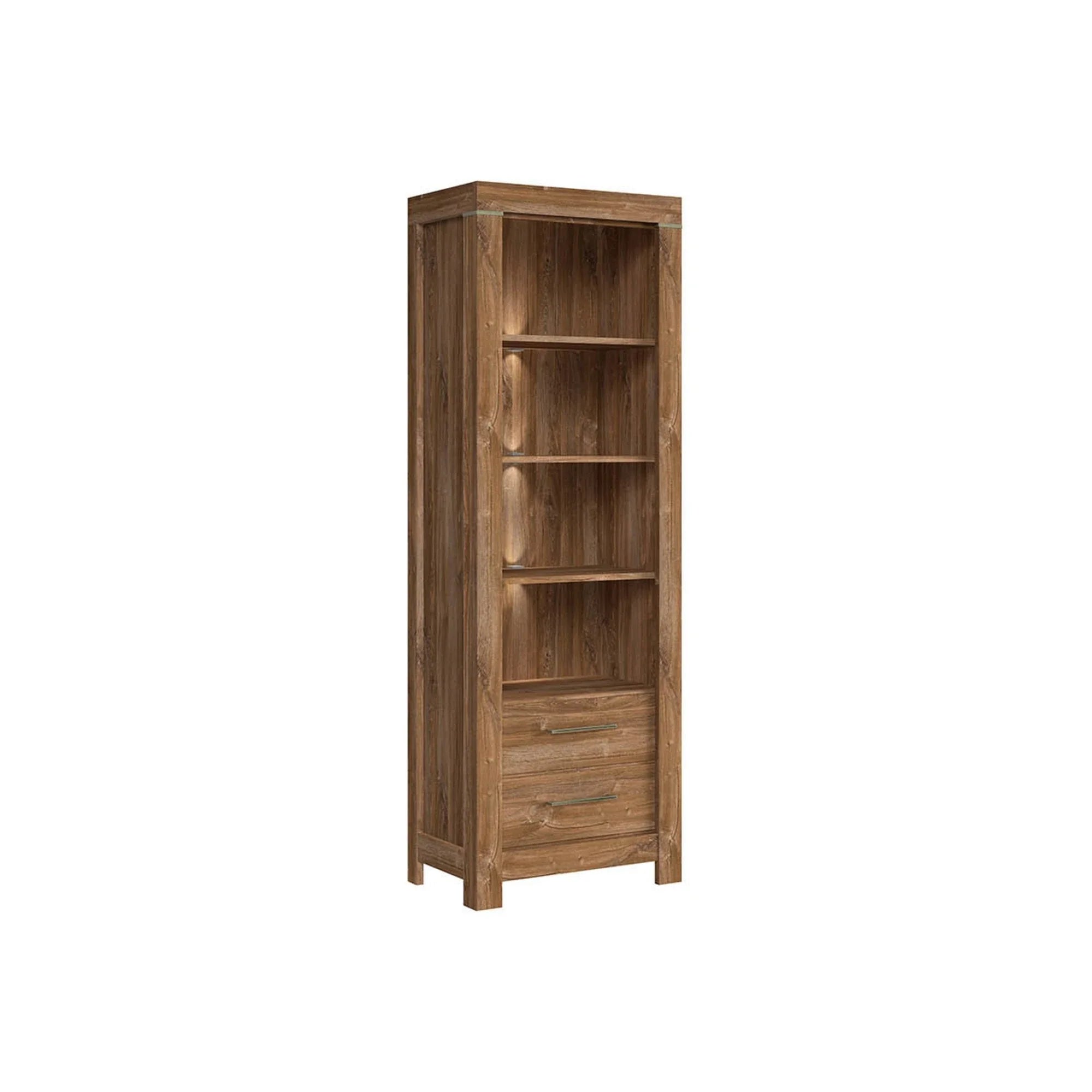 Biblioteca GENT, stejar, PAL, cu iluminare LED, 68x42x201 cm