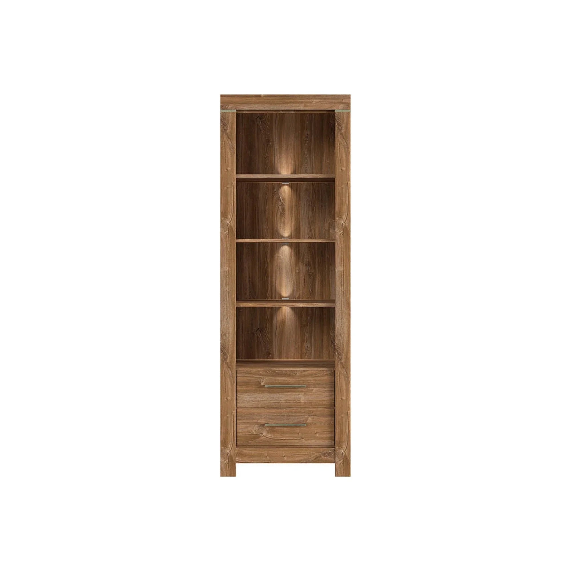 Biblioteca GENT, stejar, PAL, cu iluminare LED, 68x42x201 cm