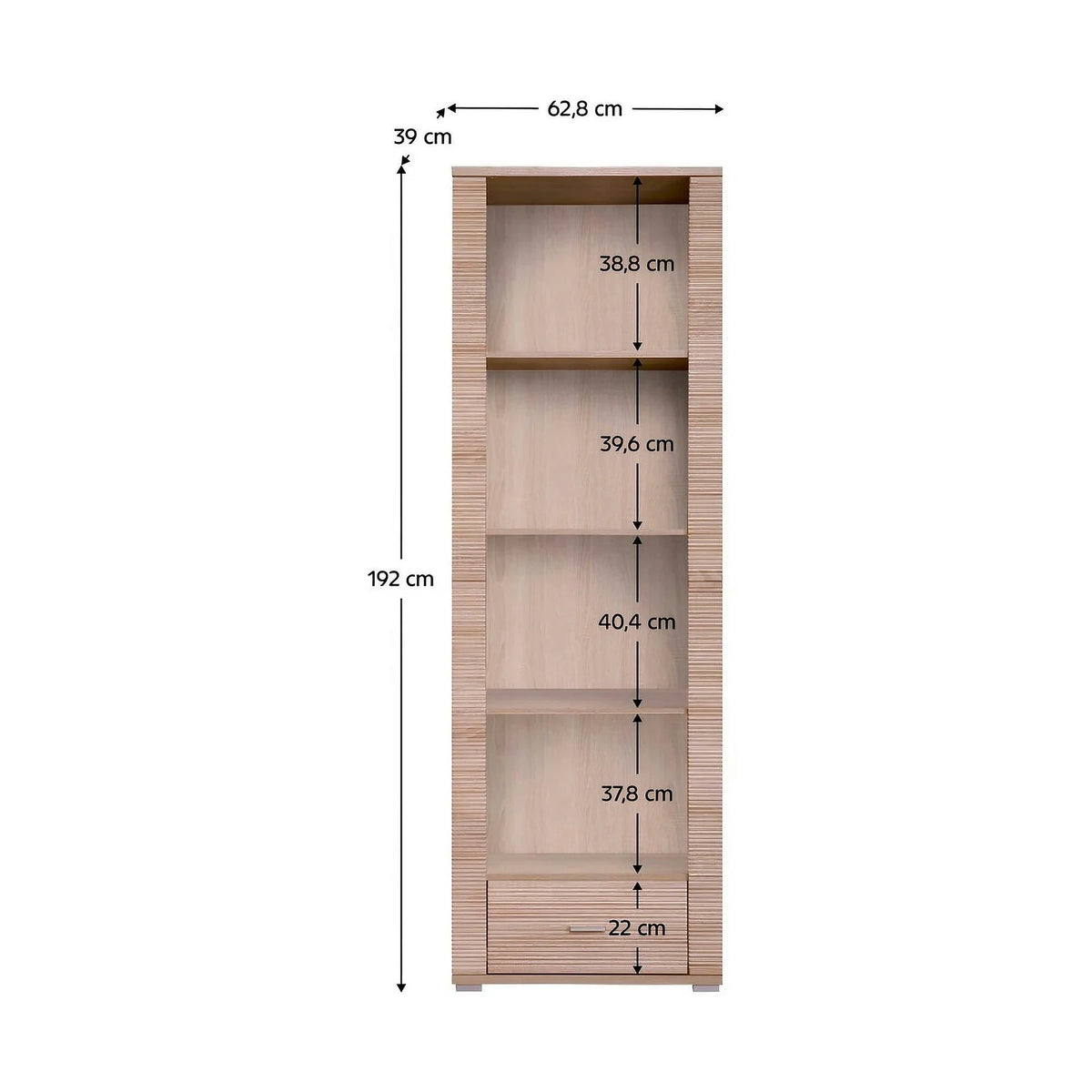 Biblioteca GRAND TIP 6, stejar sonoma, PAL laminat, 63x39x192 cm