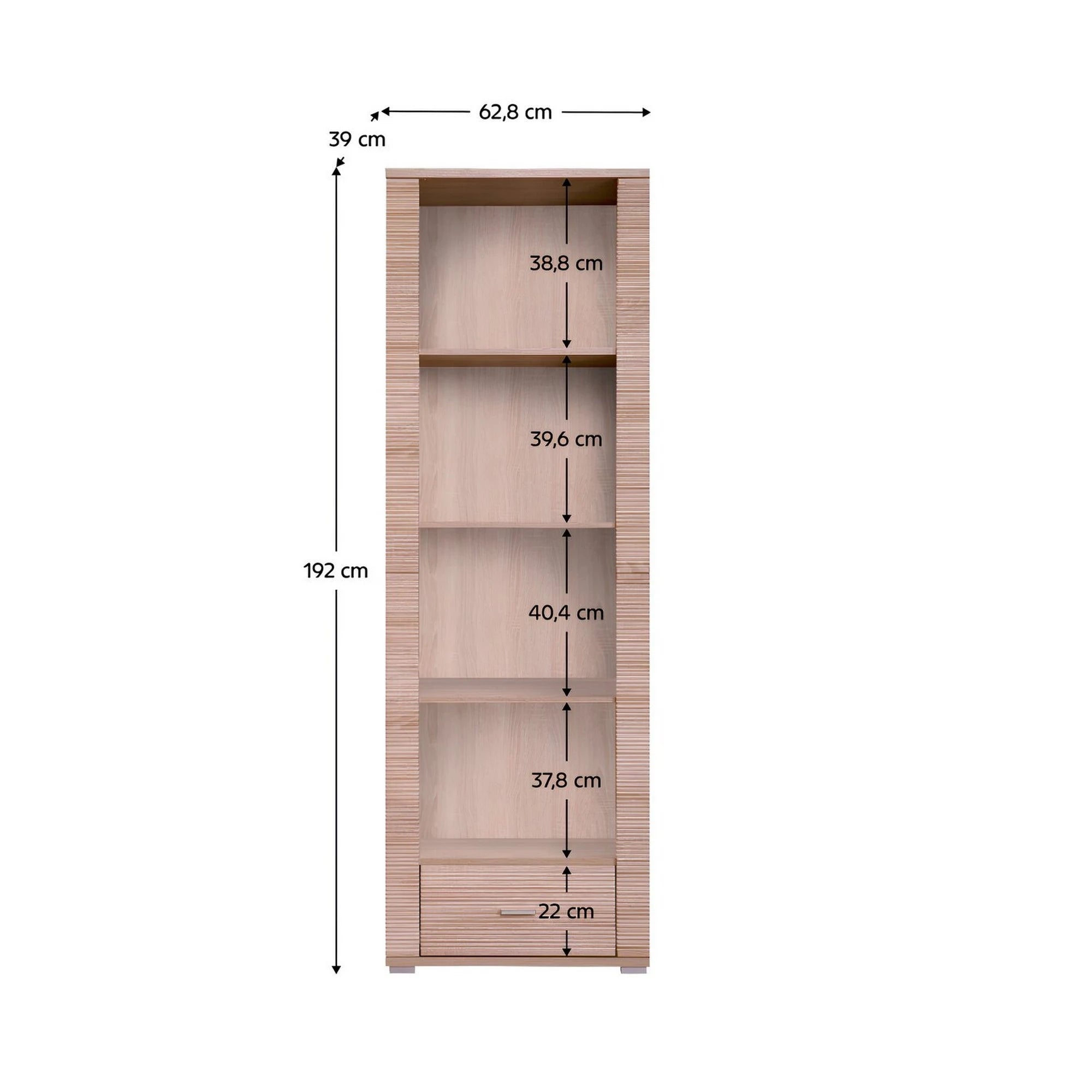 Biblioteca GRAND TIP 6, stejar sonoma, PAL laminat, 63x39x192 cm