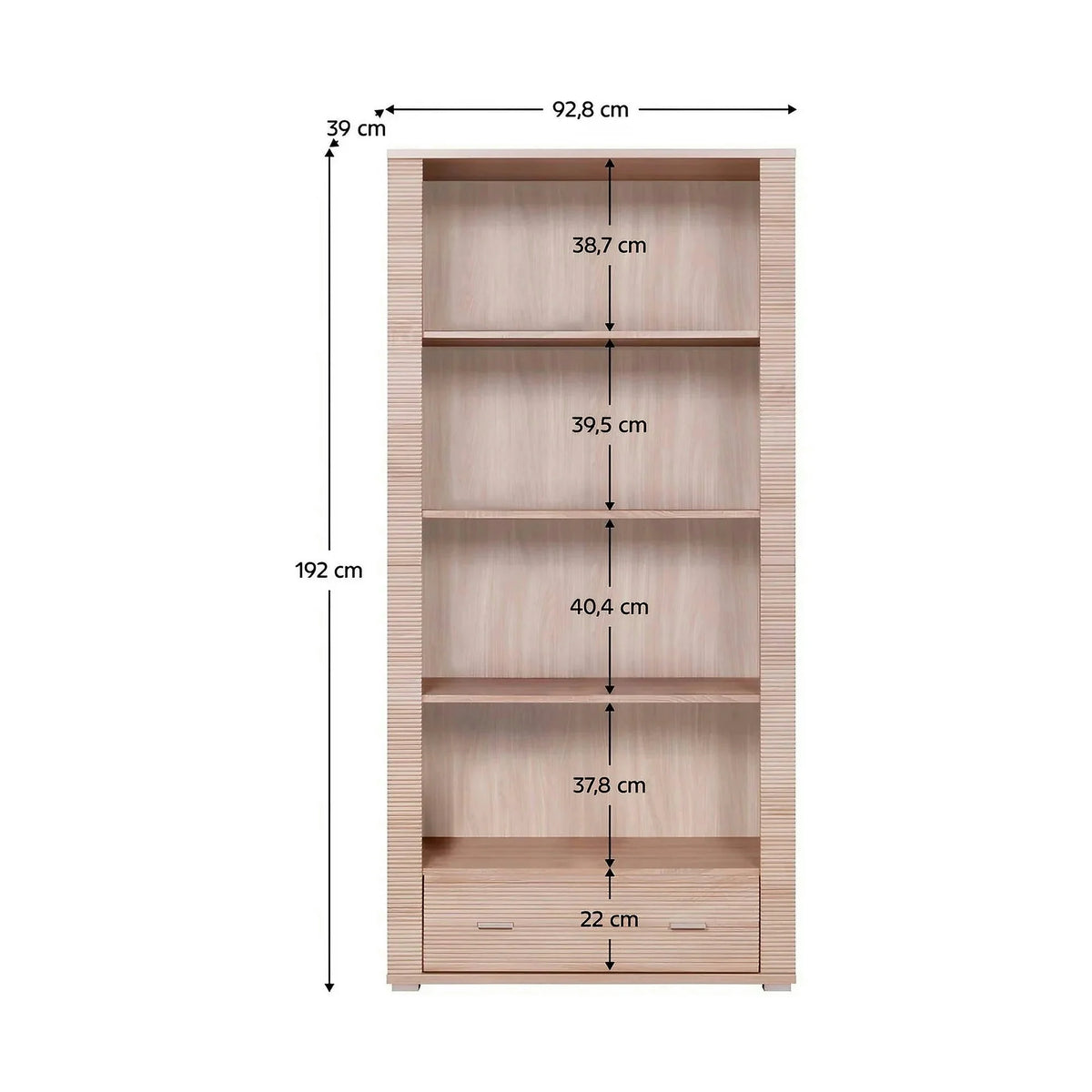 Biblioteca GRAND TIP 7, stejar sonoma, PAL laminat, 93x39x192 cm