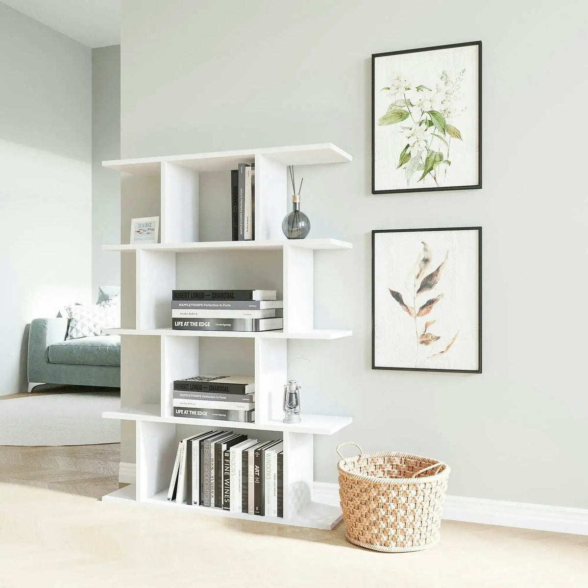 Biblioteca HARMON, alb, PAL melaminat, 90x25x127 cm