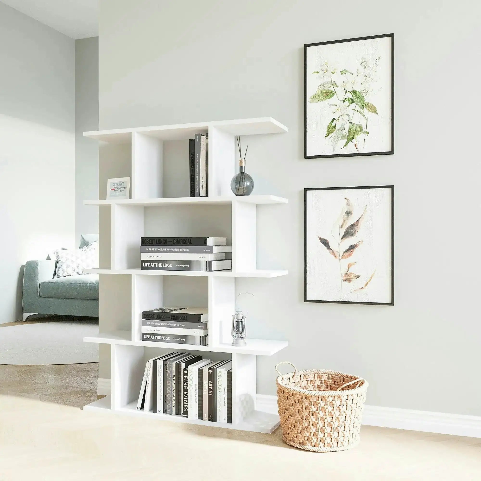 Biblioteca HARMON, alb, PAL melaminat, 90x25x127 cm