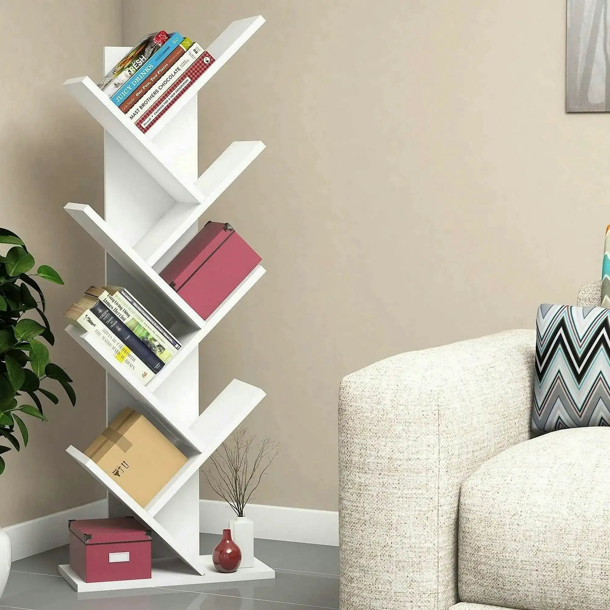 Biblioteca HITIT, alb, PAL melaminat, 46x22x129 cm