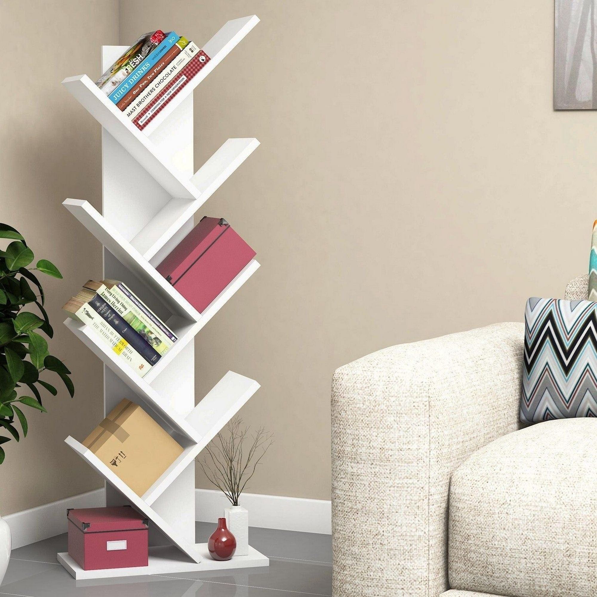 Biblioteca HITIT, alb, PAL melaminat, 46x22x129 cm
