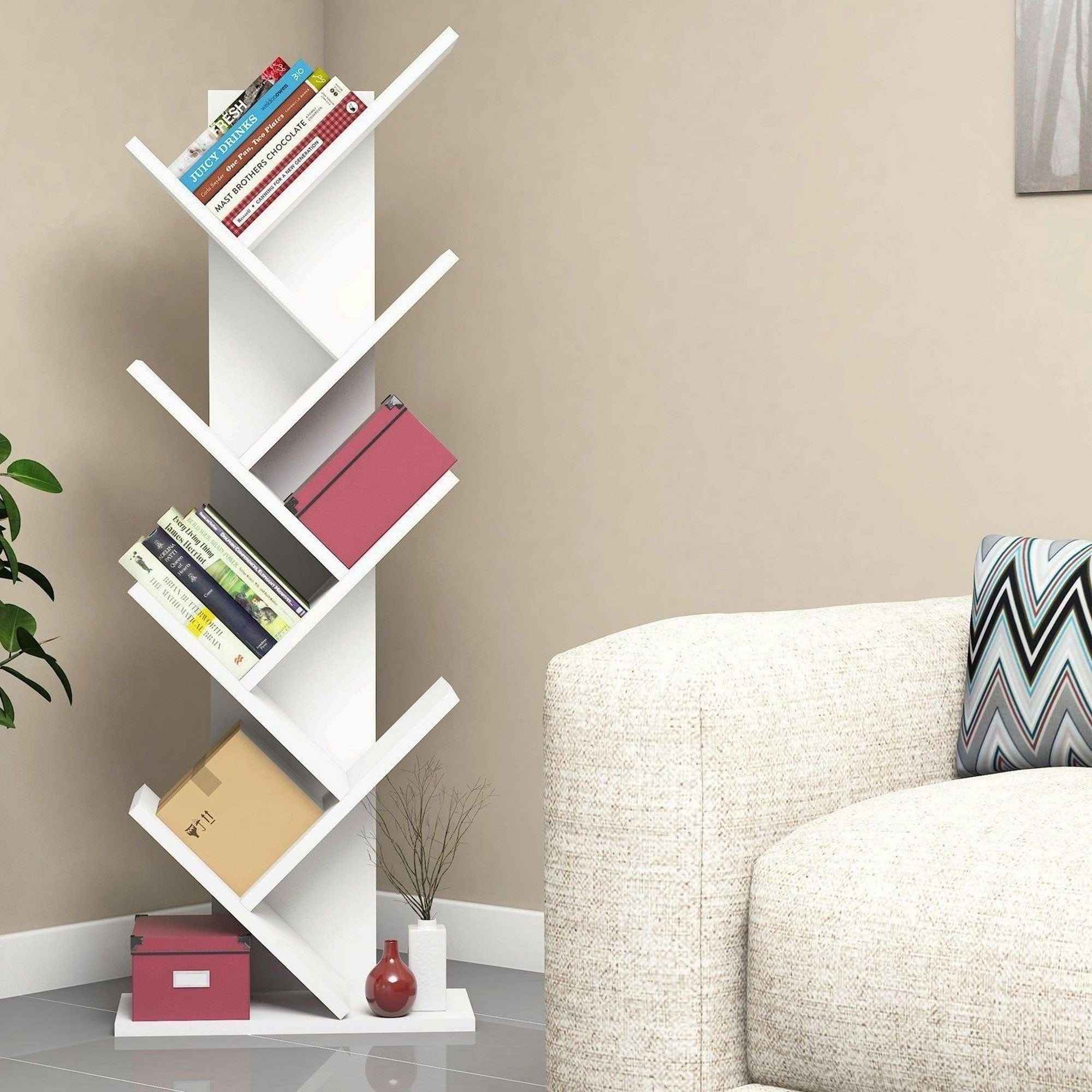 Biblioteca HITIT, alb, PAL melaminat, 46x22x129 cm