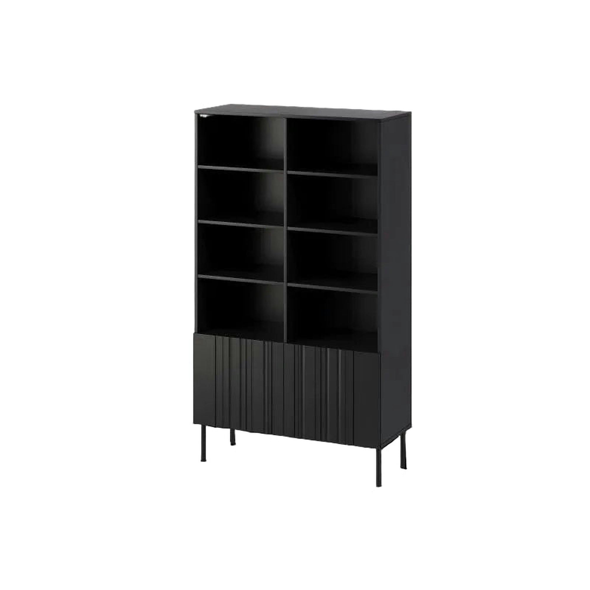 Biblioteca ISLA, negru, PAL laminat, 100x40x175 cm