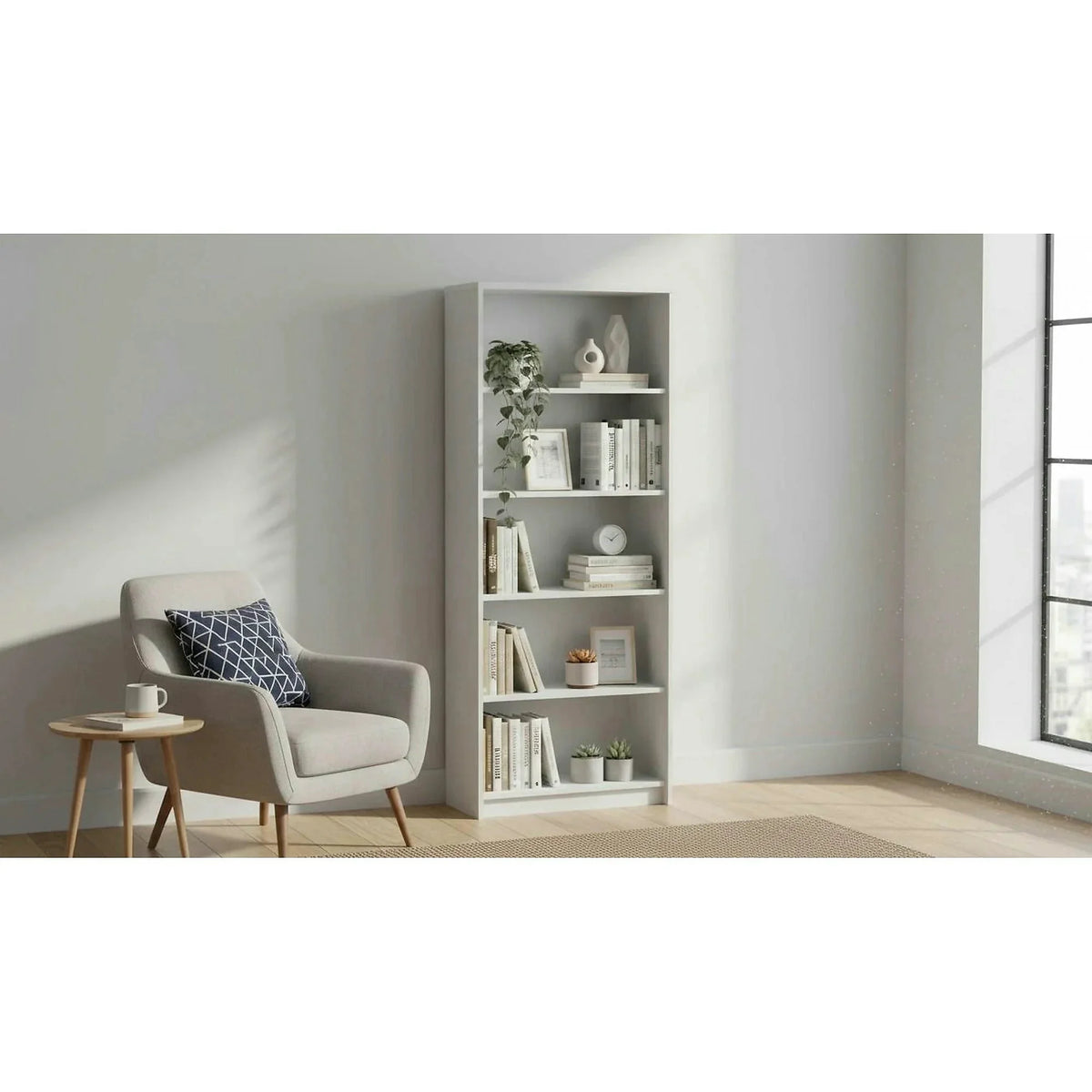 Biblioteca JOHAN 2 NEW 04, alb, DTD laminat, 73x34x186 cm