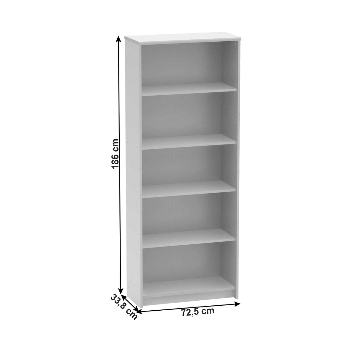 Biblioteca JOHAN 2 NEW 04, alb, DTD laminat, 73x34x186 cm