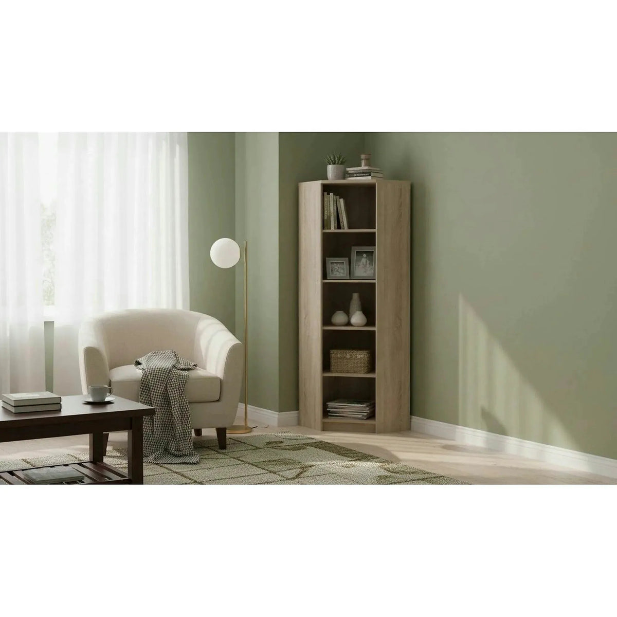 Biblioteca JOHAN 2 NEW 09, stejar sonoma, PAL melaminat, 63x63x186 cm