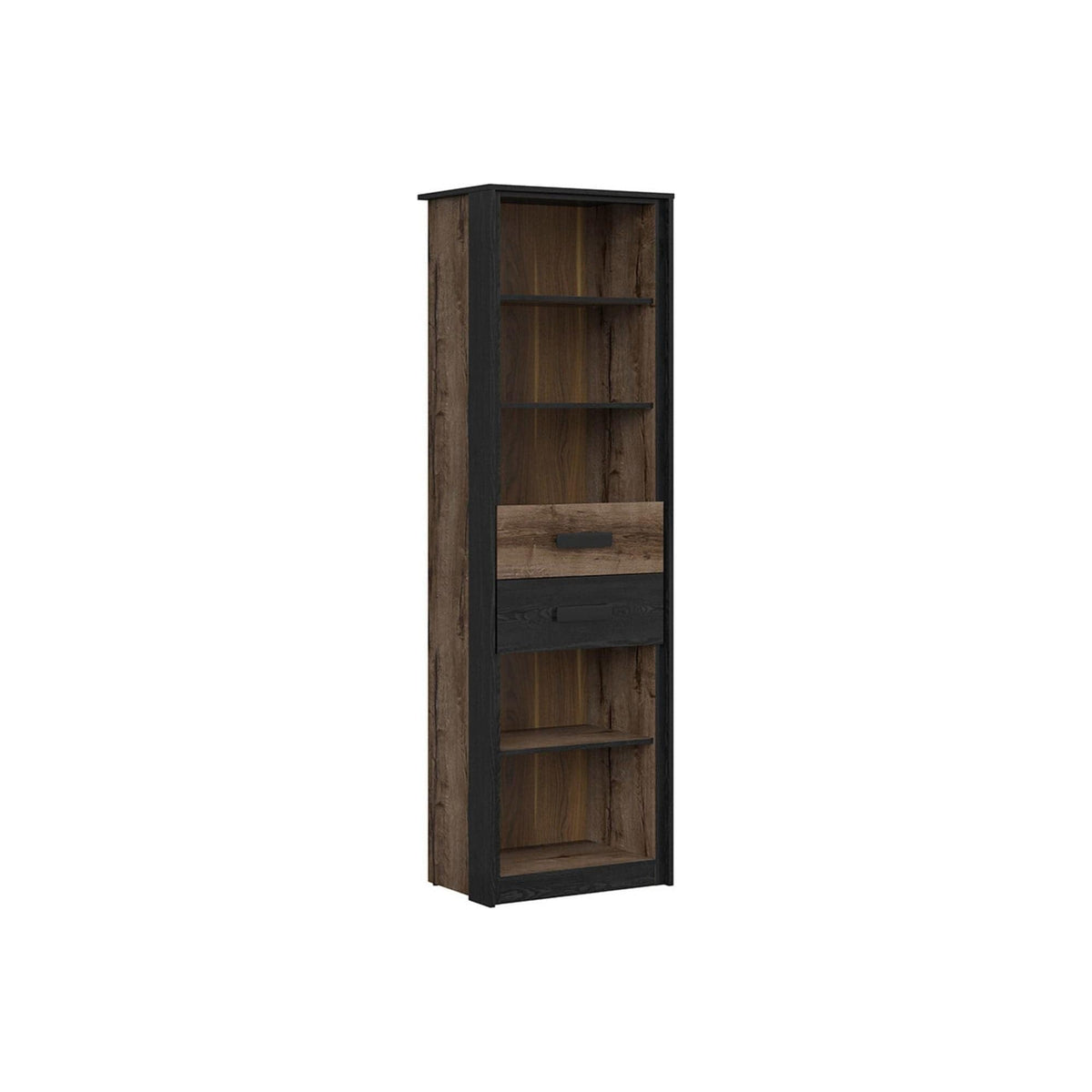 Biblioteca KASSEL, nuc/negru, PAL, 60x41x195 cm