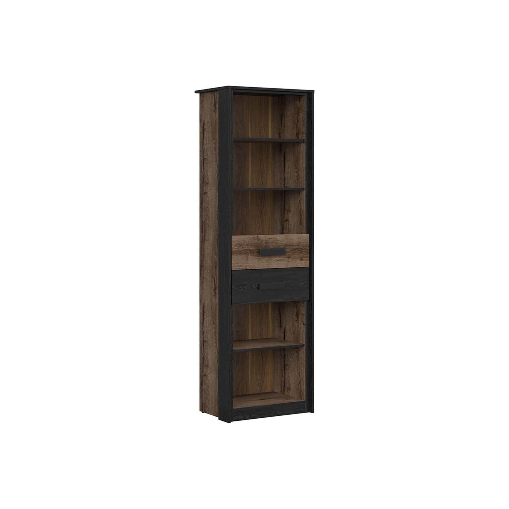 Biblioteca KASSEL, nuc/negru, PAL, 60x41x195 cm