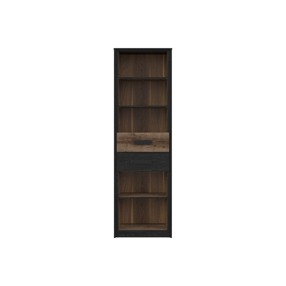 Biblioteca KASSEL, nuc/negru, PAL, 60x41x195 cm