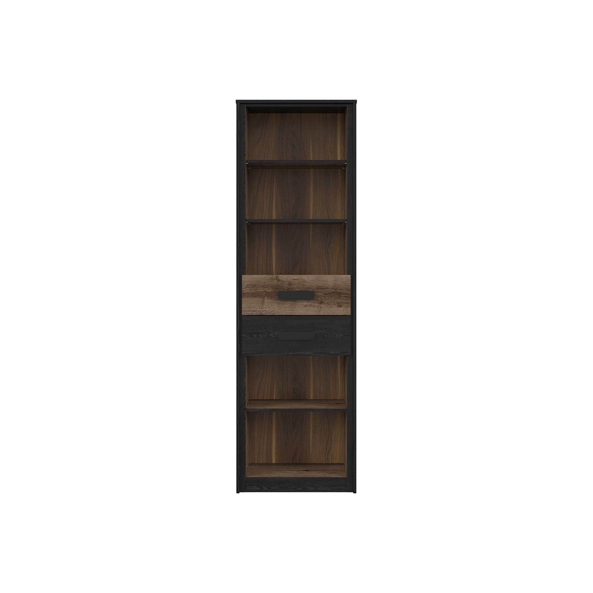 Biblioteca KASSEL, nuc/negru, PAL, 60x41x195 cm