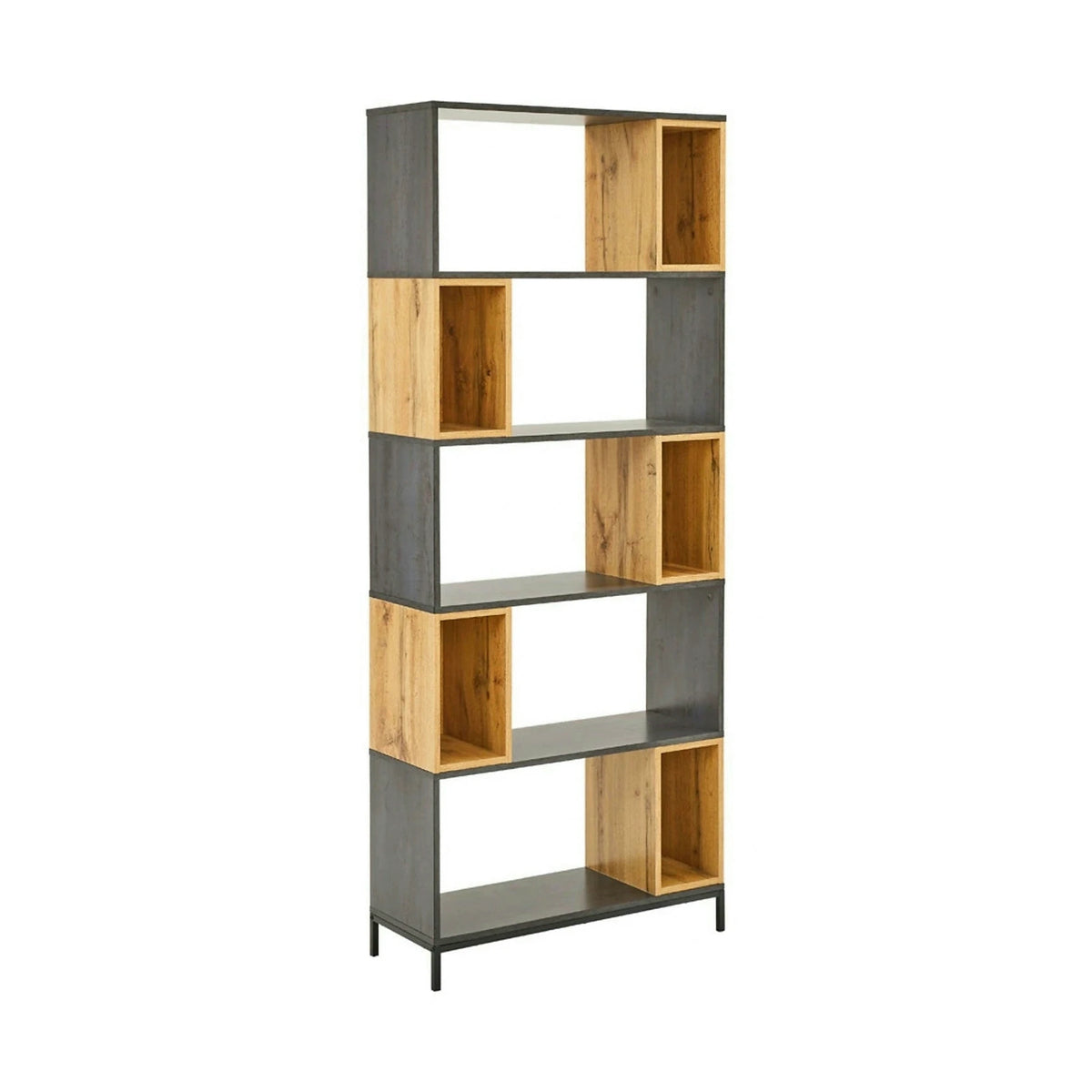 Biblioteca KIKO, stejar/gri antracit, 80x30x194 cm
