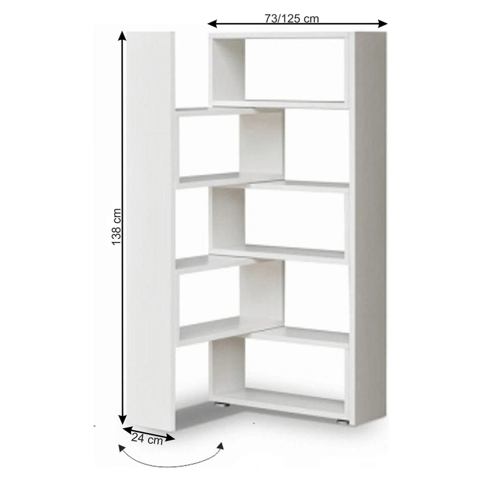 Biblioteca  KLOE II, alb, DTD laminat, 73/125x24x138 cm