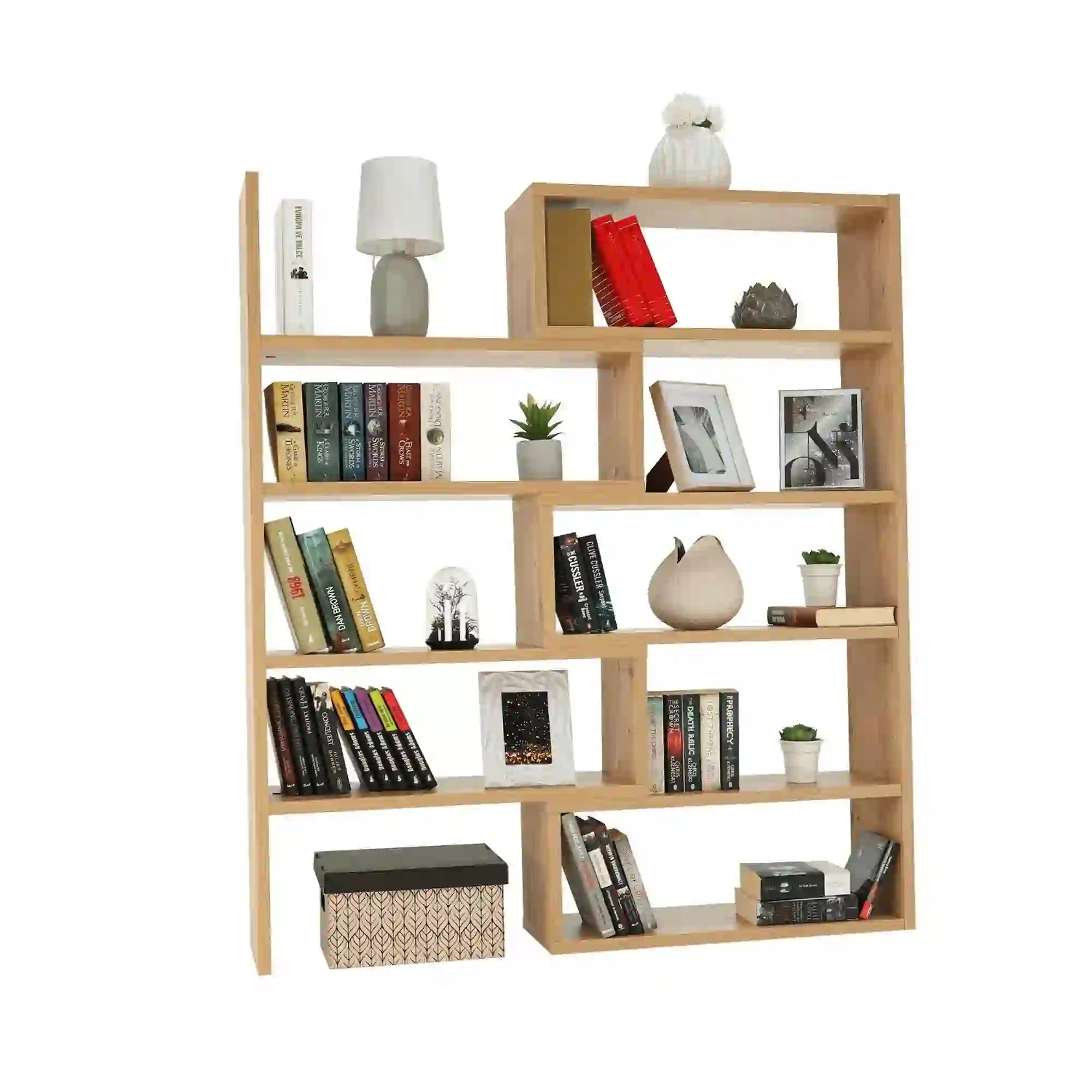 Biblioteca KLOE II, stejar artisan, DTD laminat, 73/125x24x138 cm