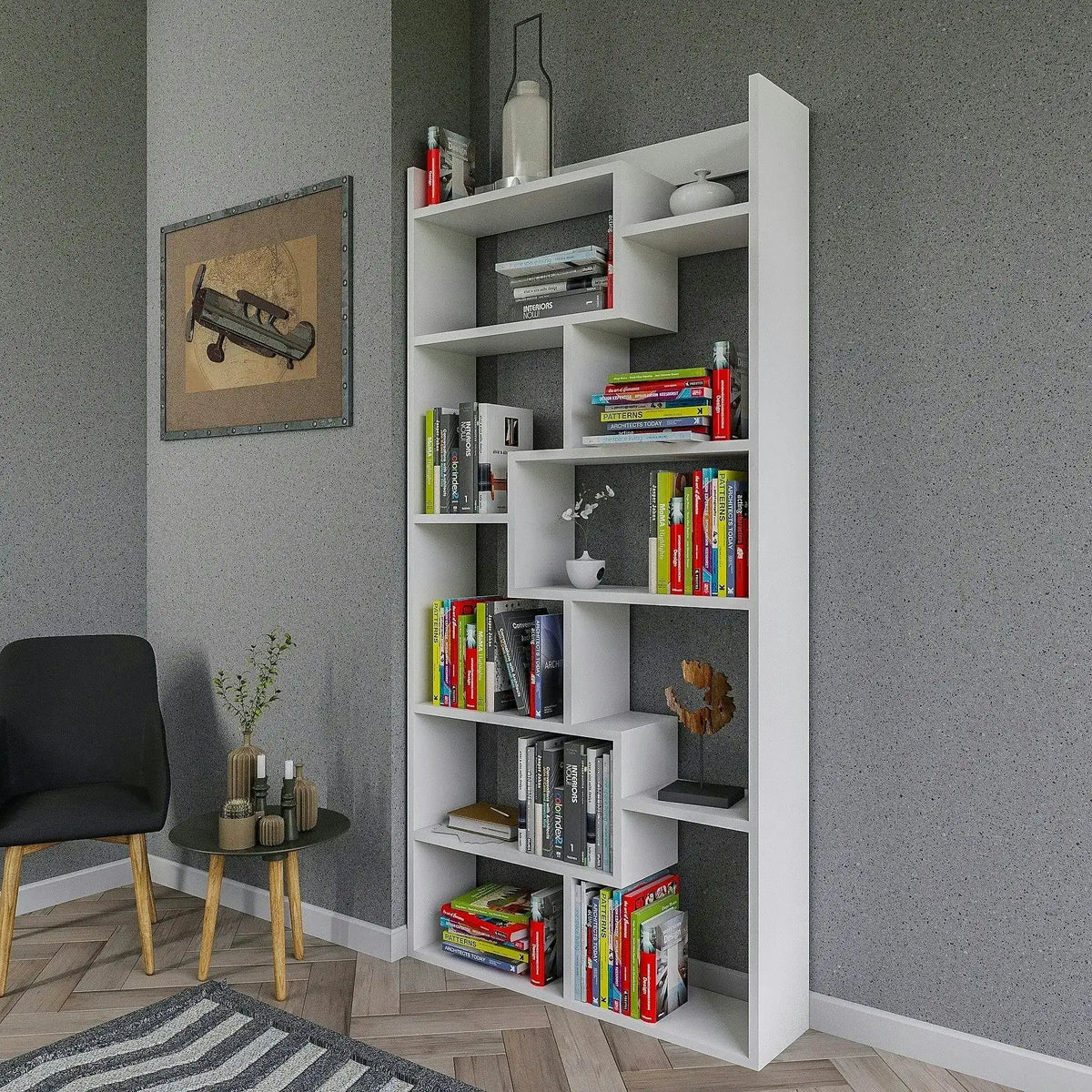 Biblioteca KUTTAP, alb, PAL melaminat, 90x22x182 cm