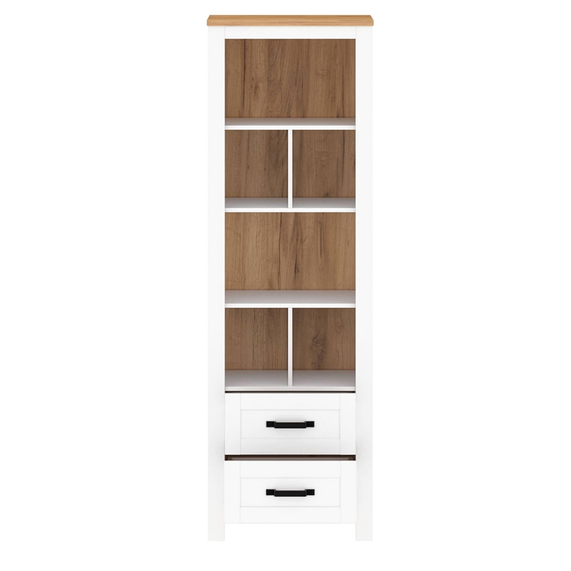 Biblioteca LANZETTE R, alb/stejar craft auriu, DTD laminat, 64x41x200 cm