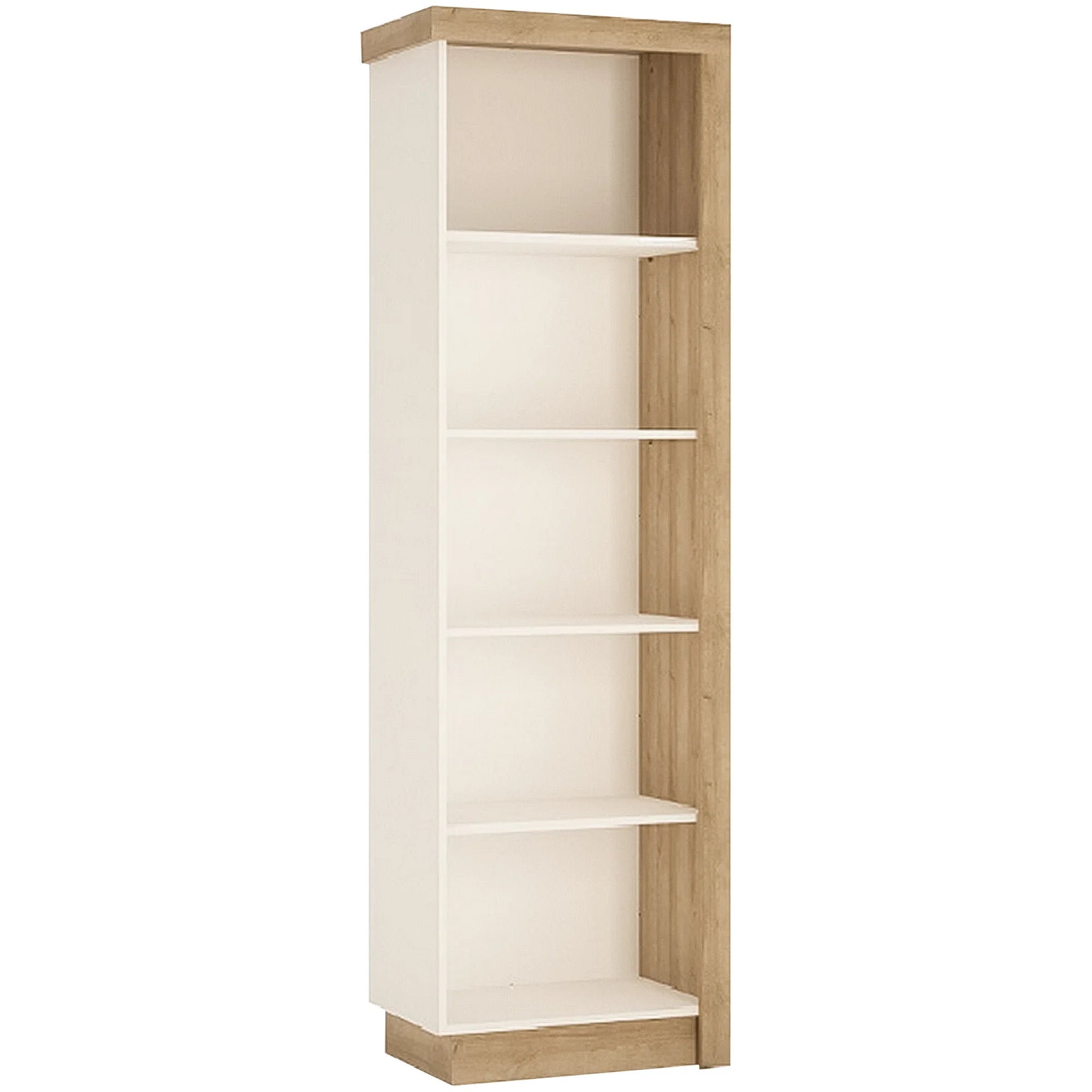 Biblioteca LEONARDO LYOR01, stejar riviera/alb, PAL melaminat, 60x42x199 cm