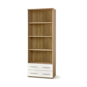 Biblioteca LIMA, alb/stejar sonoma, PAL laminat, 77x40x200 cm