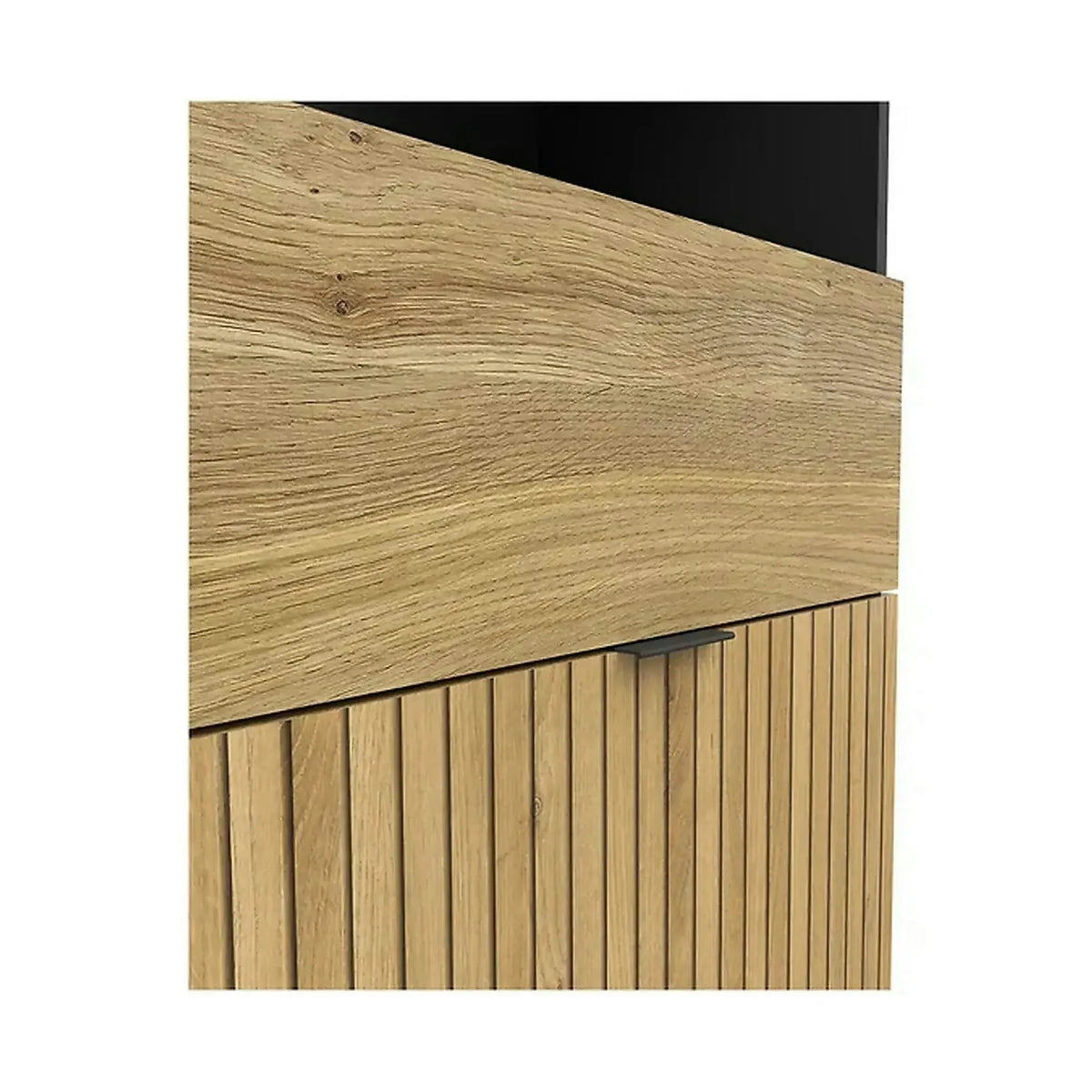 Biblioteca LUEN, stejar/negru, PAL laminat, 57x40x196 cm