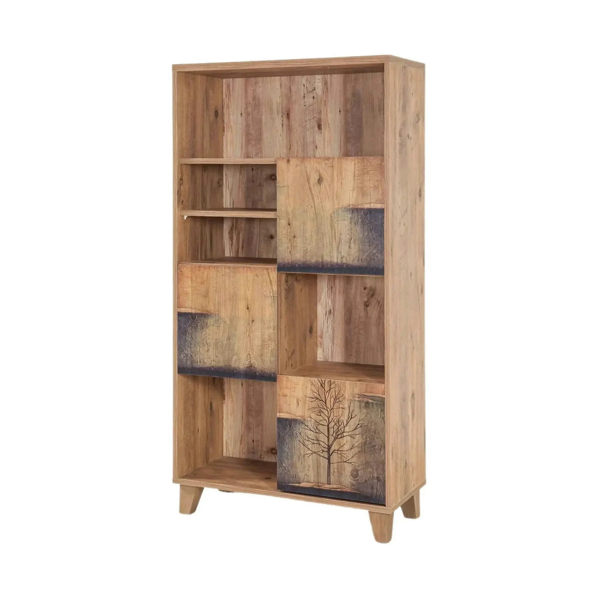 Biblioteca MARINA FLORA-753, pin atlantic, PAL melaminat, 80x36x155 cm