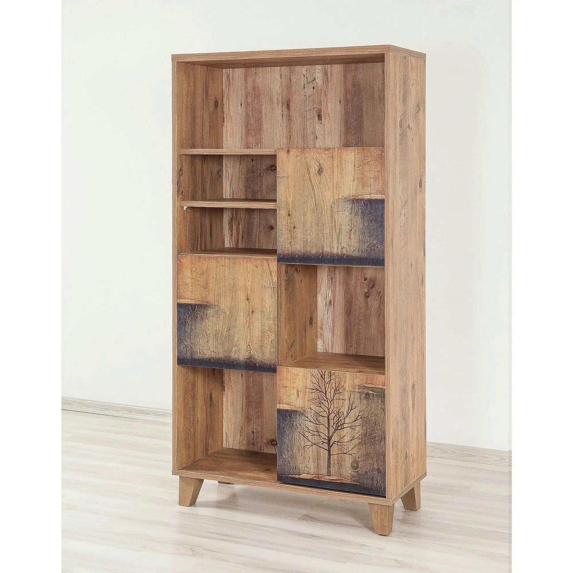 Biblioteca MARINA FLORA-753, pin atlantic, PAL melaminat, 80x36x155 cm
