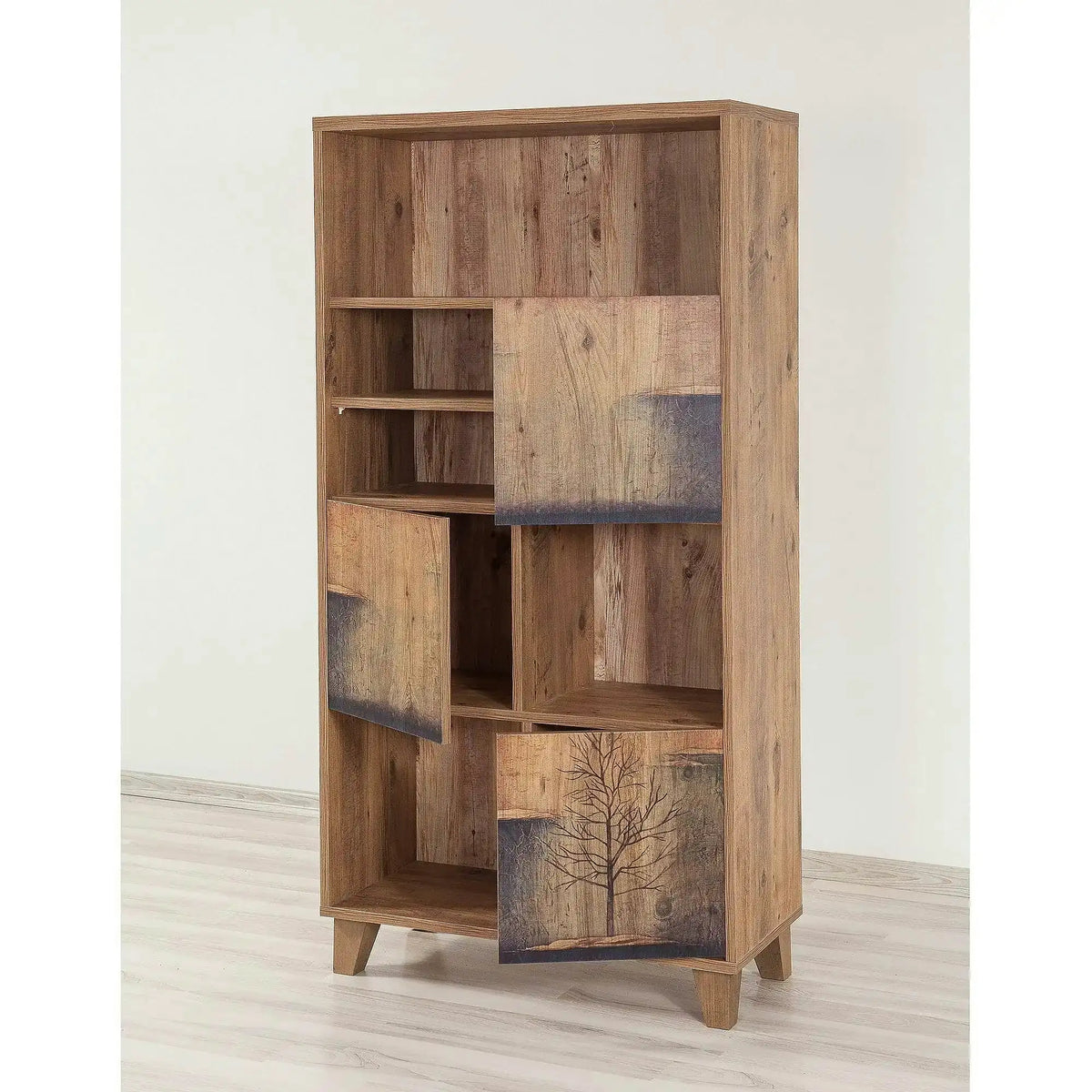 Biblioteca MARINA FLORA-753, pin atlantic, PAL melaminat, 80x36x155 cm